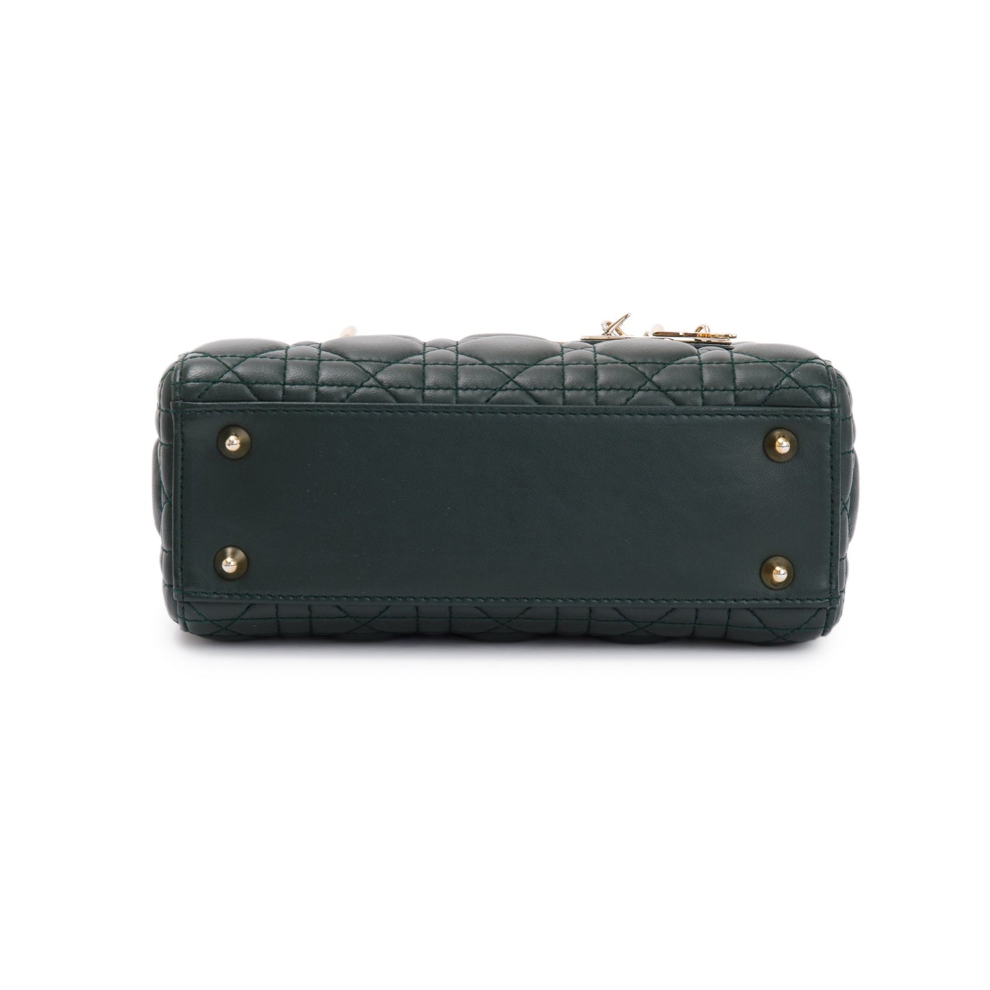 Christian Dior Green Cannage Lambskin Leather Small Lady Dior My Abcdior Bag