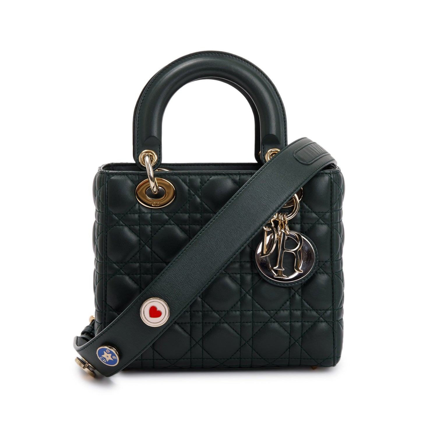 Christian Dior Green Cannage Lambskin Leather Small Lady Dior My Abcdior Bag