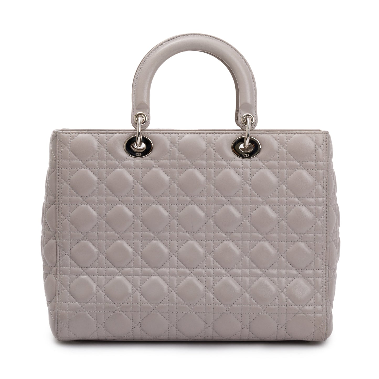 Christian Dior Grey Cannage Lambskin Leather Large Lady Dior Bag