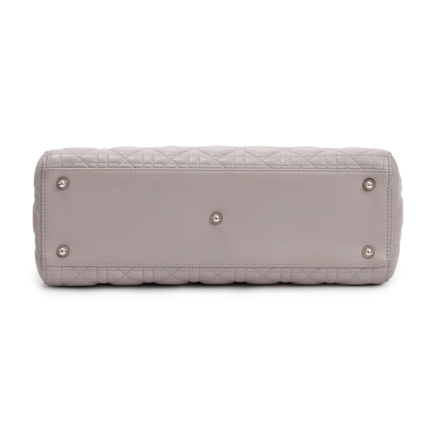 Christian Dior Grey Cannage Lambskin Leather Large Lady Dior Bag