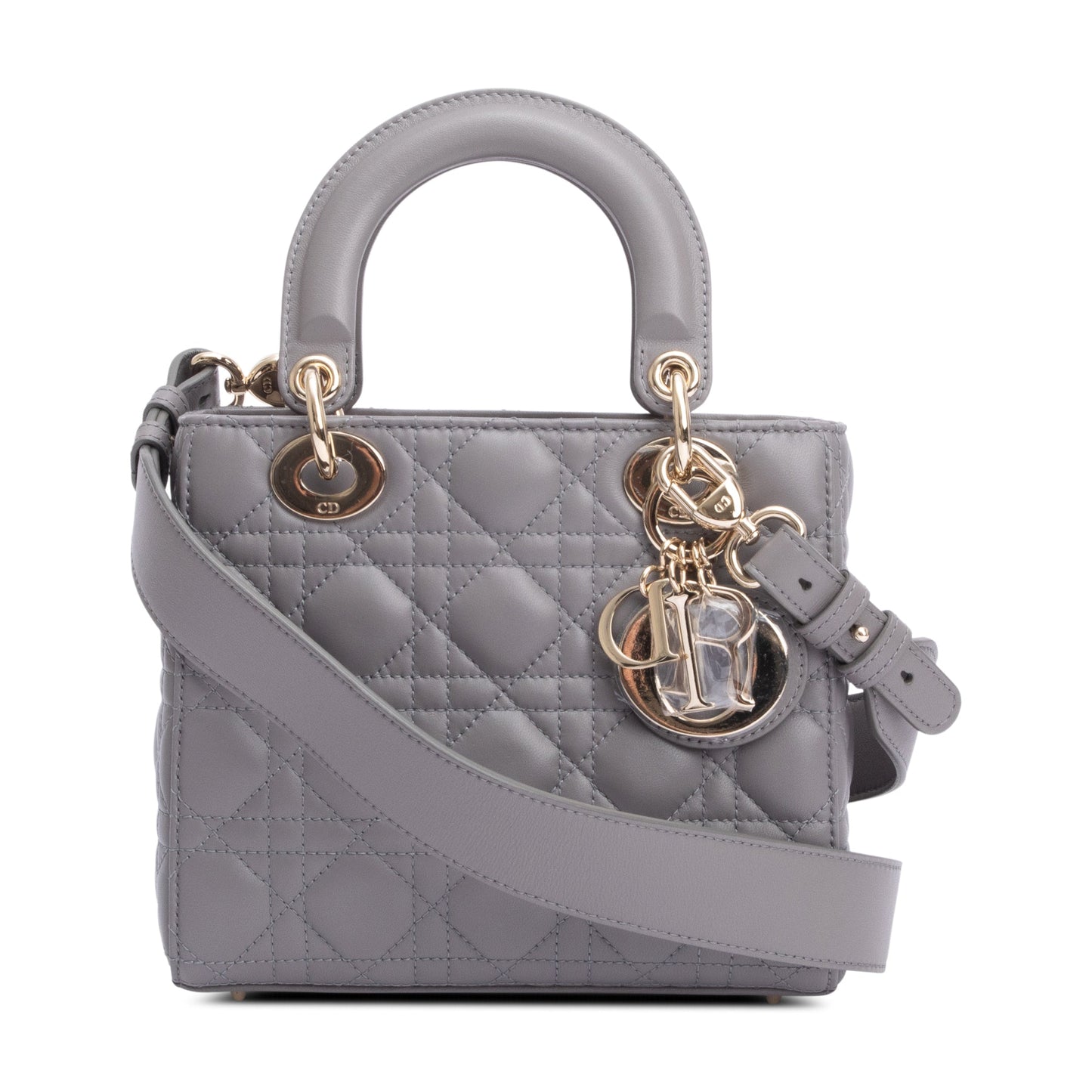 Christian Dior Grey Cannage Lambskin Leather Small Lady Dior My ABCDior Bag