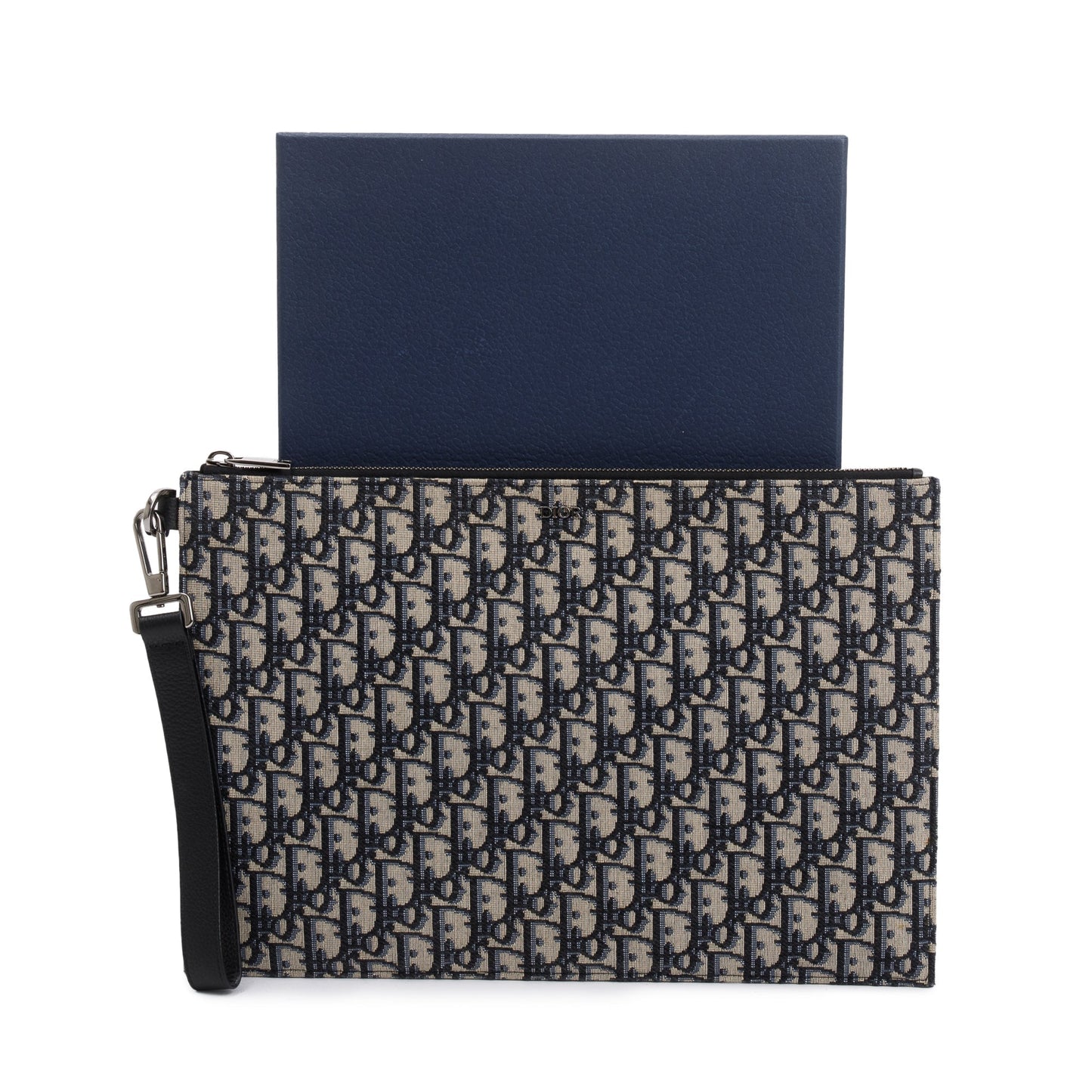 Christian Dior Homme 2020 Beige & Black Oblique Jacquard A4 Pouch