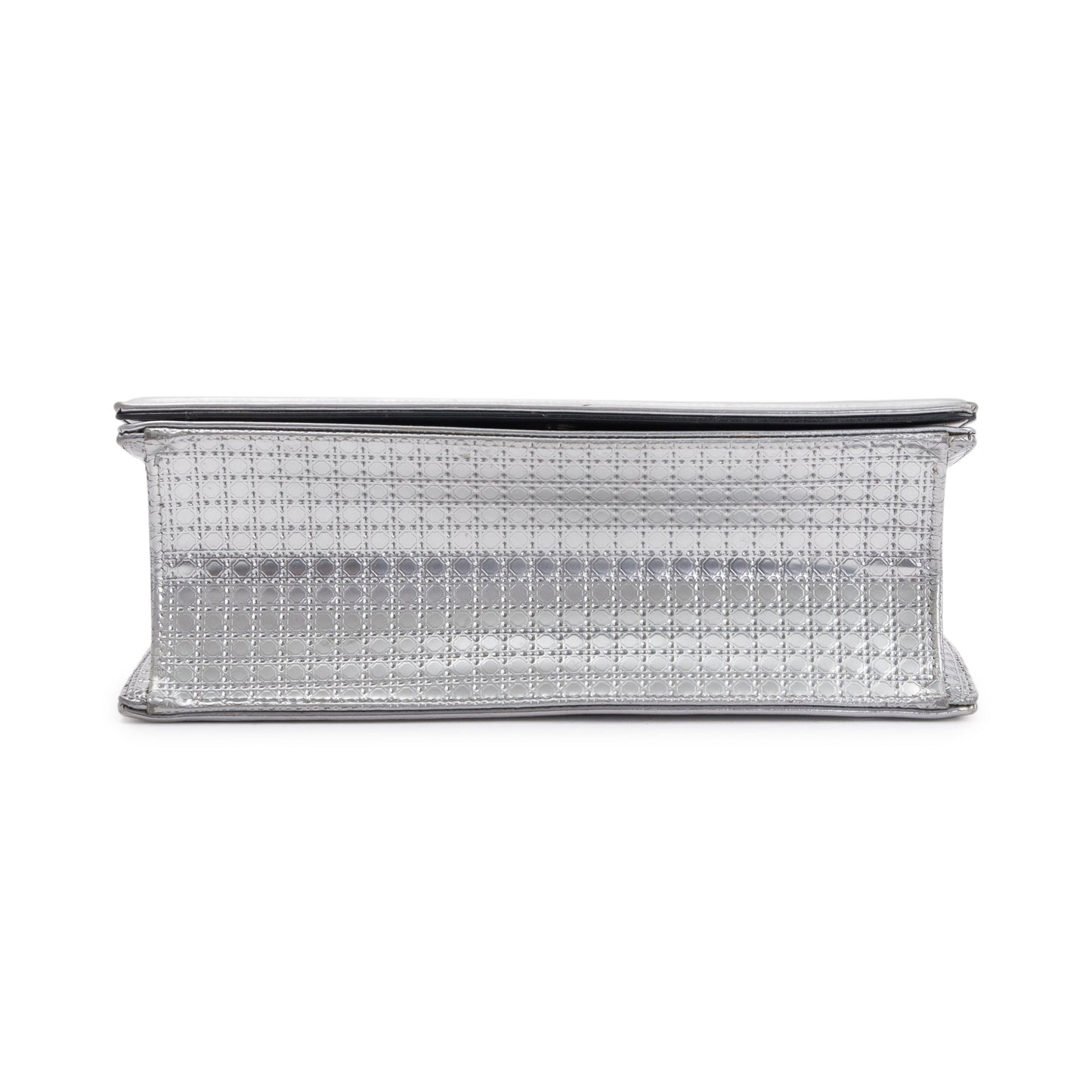Christian Dior Large Silver Metallic Microcannage Diorama Shoulder Bag