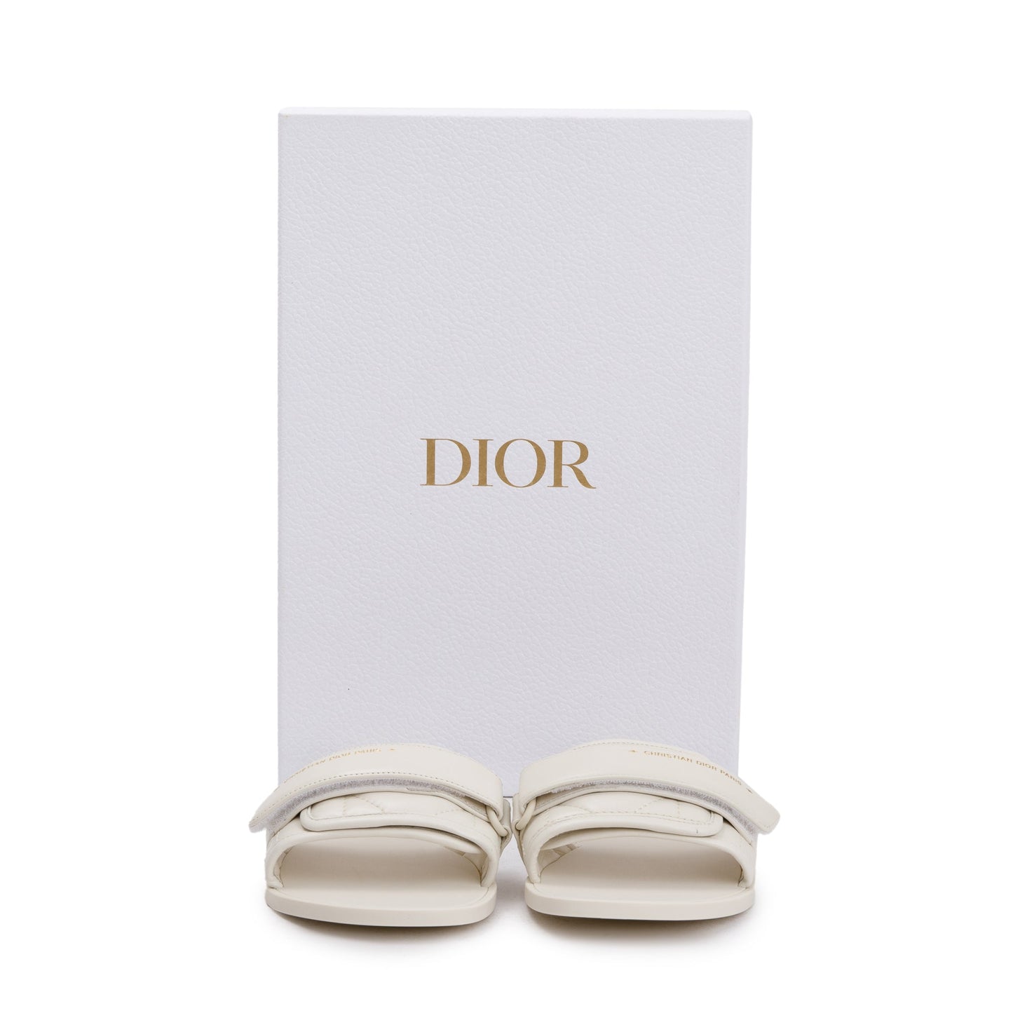 Christian Dior Off White Cannage Quilted Leather Dio(r)evolution Slide, Size 36