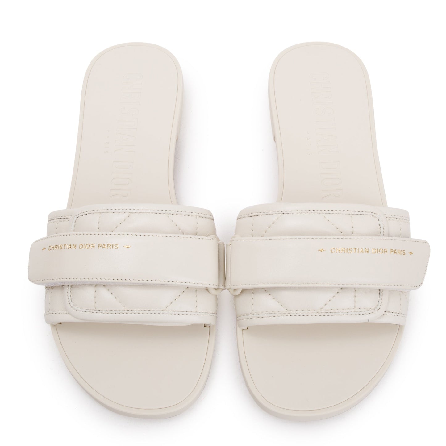 Christian Dior Off White Cannage Quilted Leather Dio(r)evolution Slide, Size 36