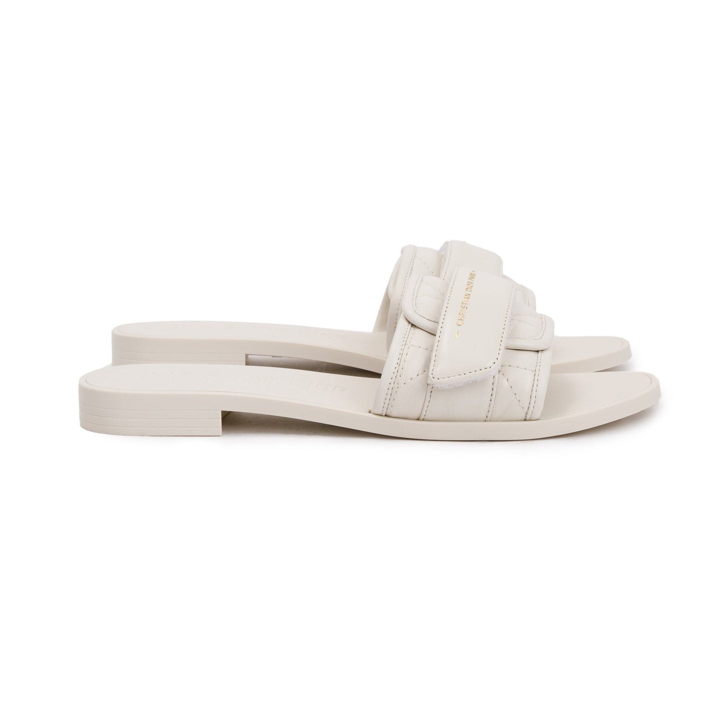 Christian Dior Off White Cannage Quilted Leather Dio(r)evolution Slide, Size 36