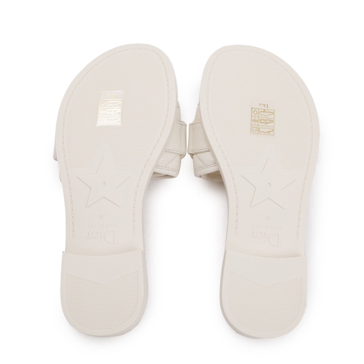 Christian Dior Off White Cannage Quilted Leather Dio(r)evolution Slide, Size 36