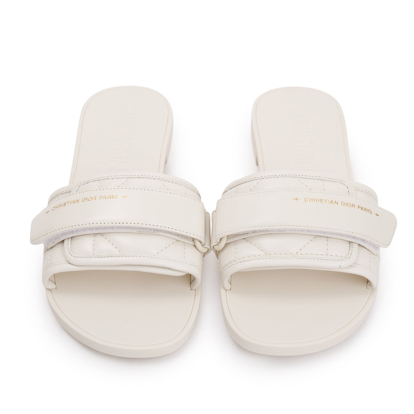 Christian Dior Off White Cannage Quilted Leather Dio(r)evolution Slide, Size 36