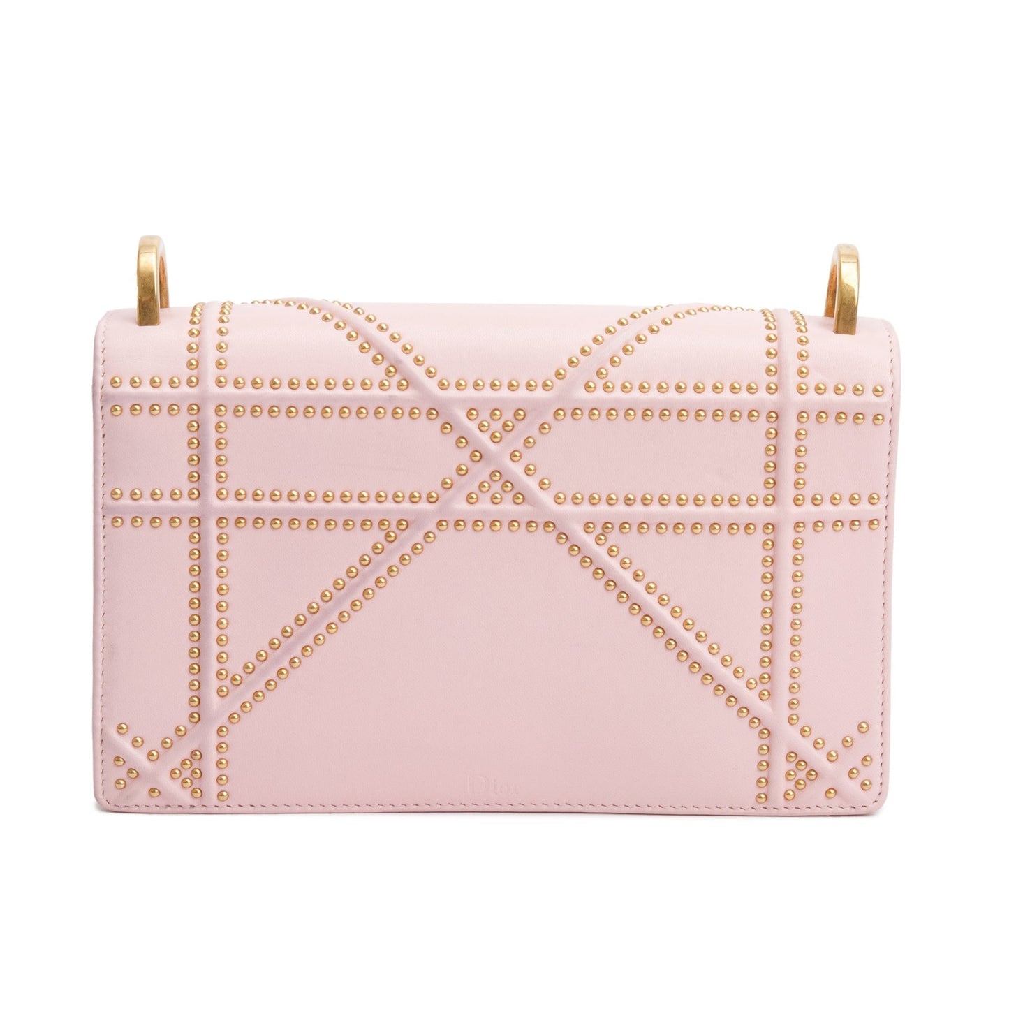 Christian Dior Pink Calfskin Leather Small Studded Diorama Flap Bag