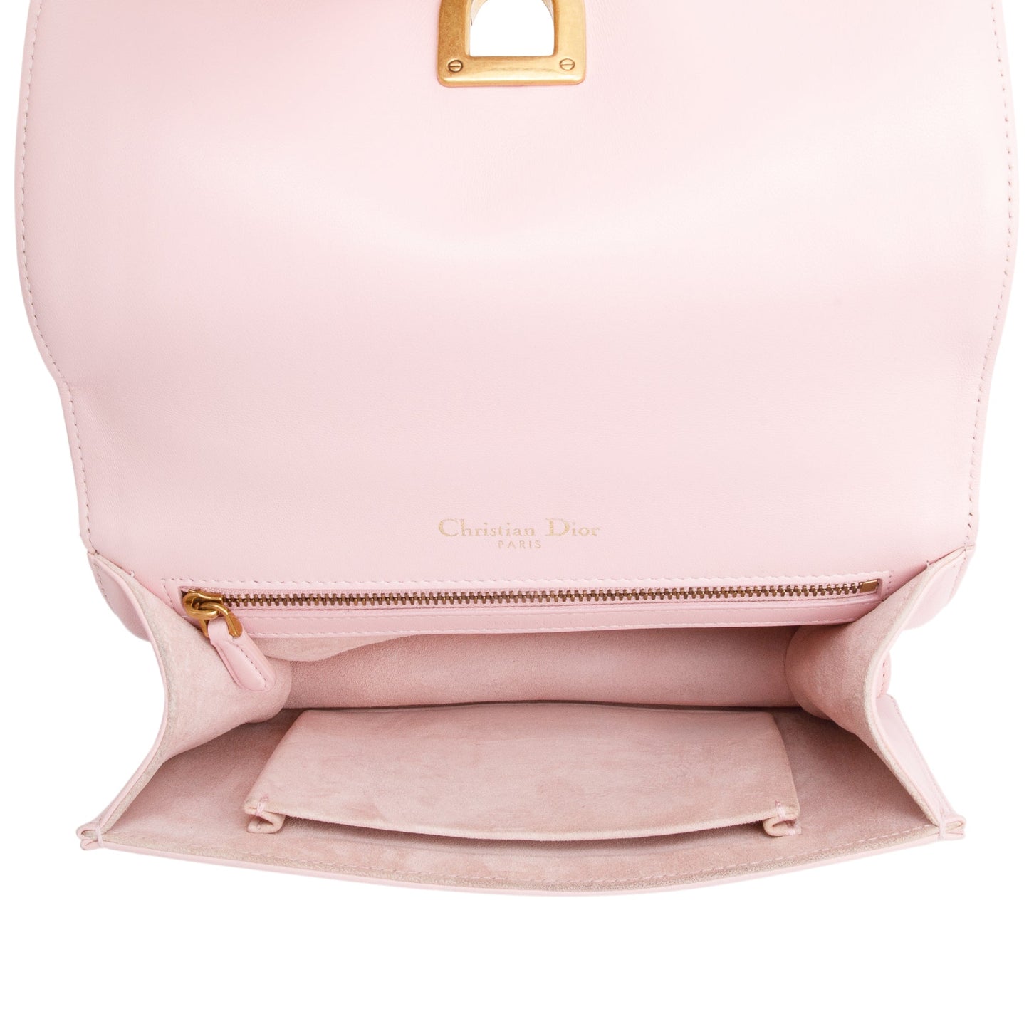 Christian Dior Pink Calfskin Leather Small Studded Diorama Flap Bag