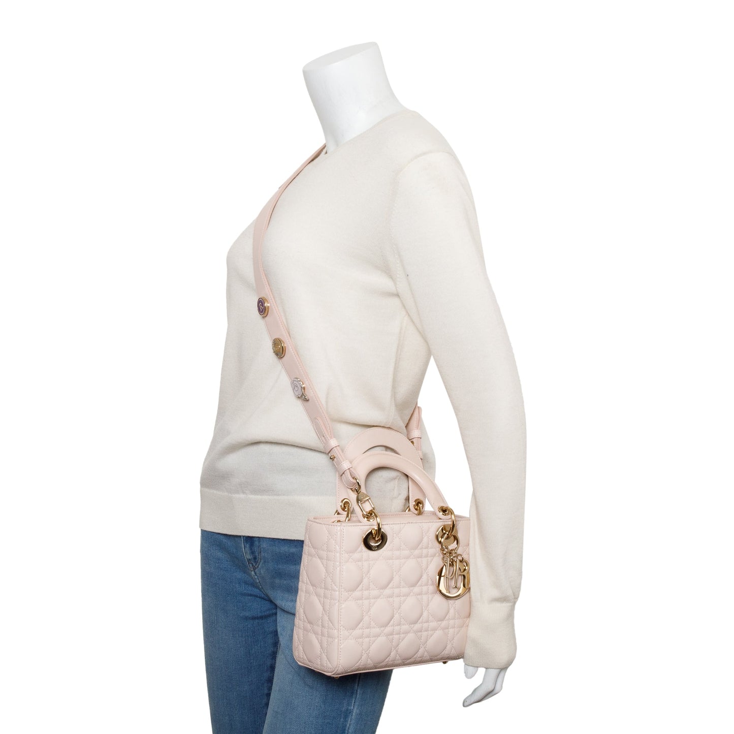 Christian Dior Pink Cannage Lambskin Leather Small Lady Dior My AbCDior Bag