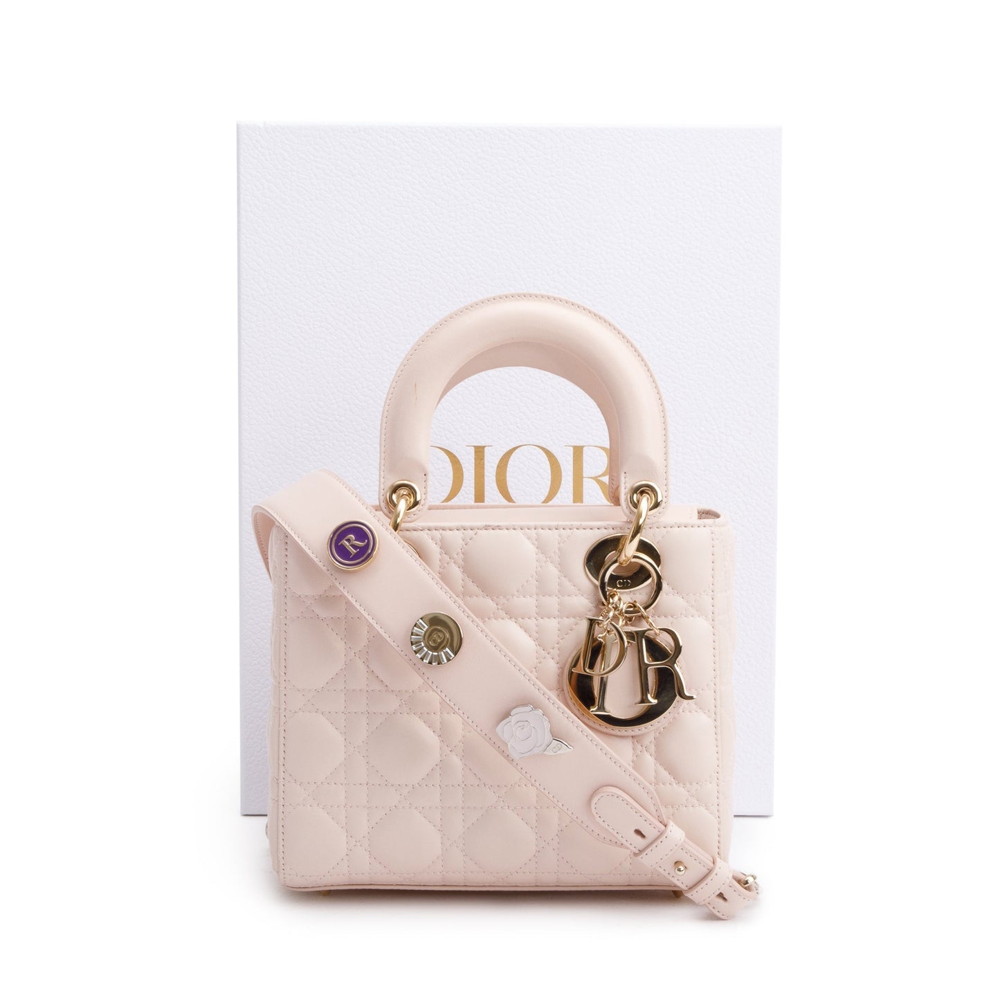 Christian Dior Pink Cannage Lambskin Leather Small Lady Dior My AbCDior Bag