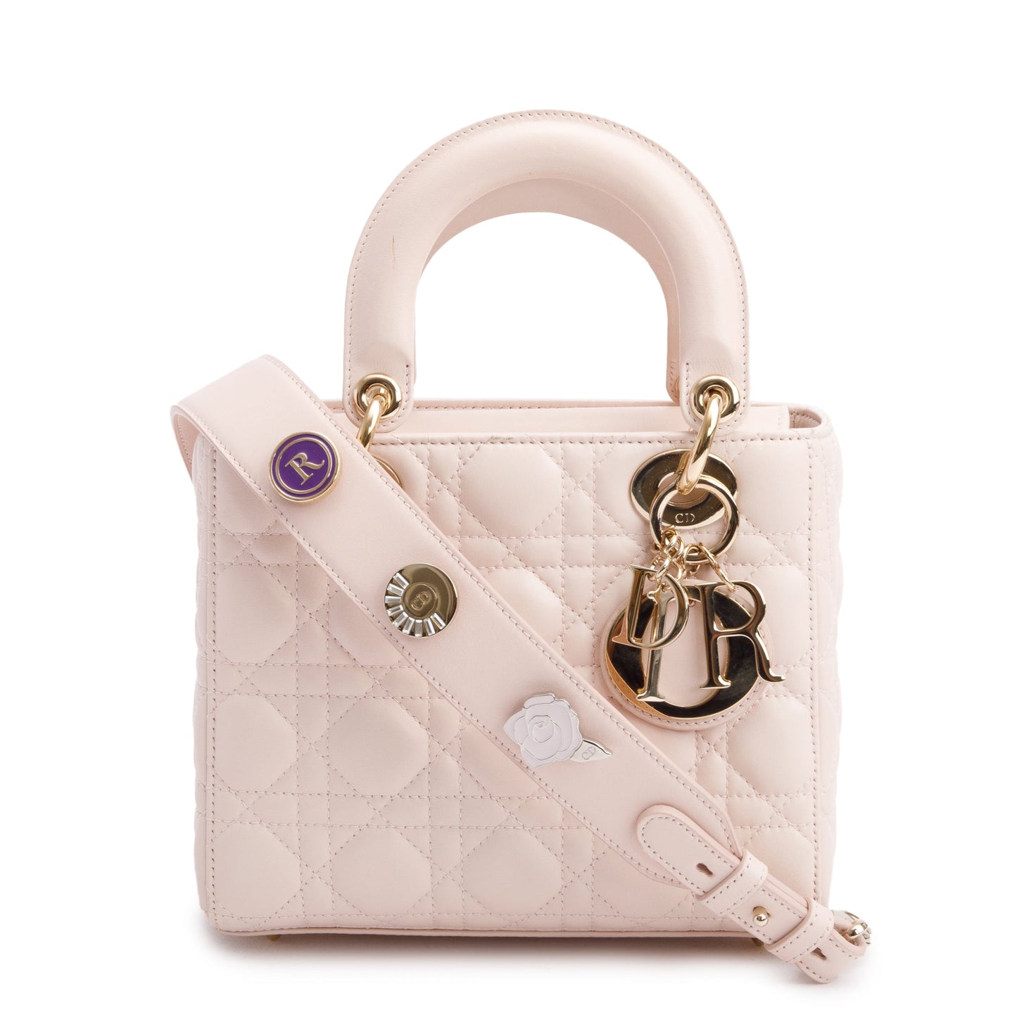 Christian Dior Pink Cannage Lambskin Leather Small Lady Dior My AbCDior Bag