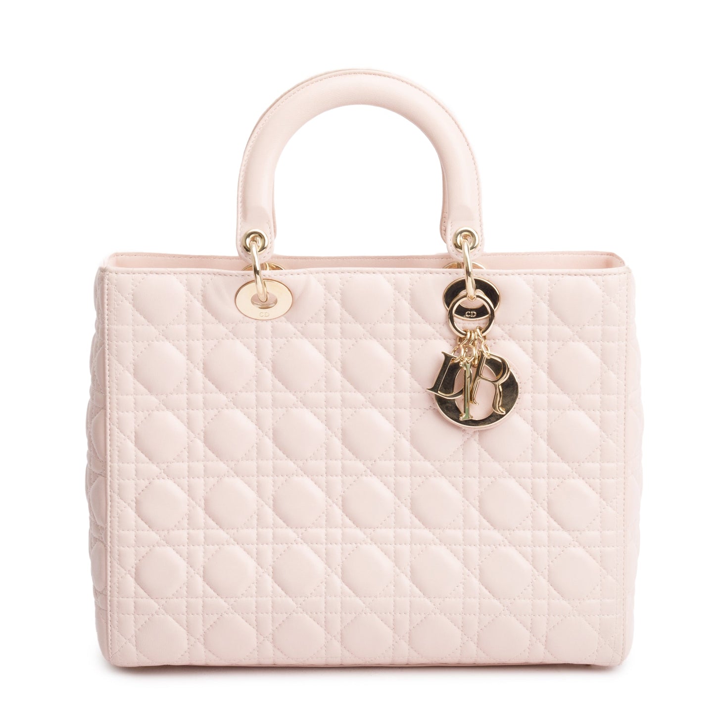 Christian Dior Pink Cannage Leather Large Lady Dior Bag