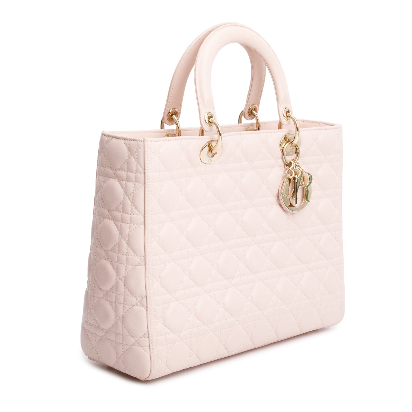 Christian Dior Pink Cannage Leather Large Lady Dior Bag