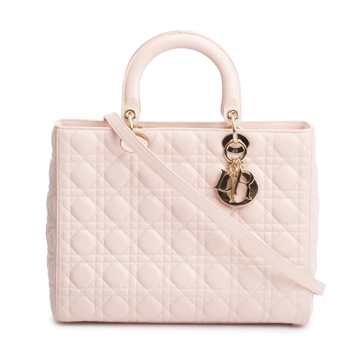 Christian Dior Pink Cannage Leather Large Lady Dior Bag