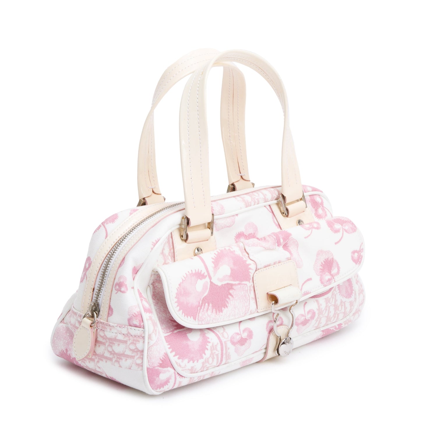 Christian Dior Pink Diorissimo Cherry Blossom Canvas Girly Satchel Bag