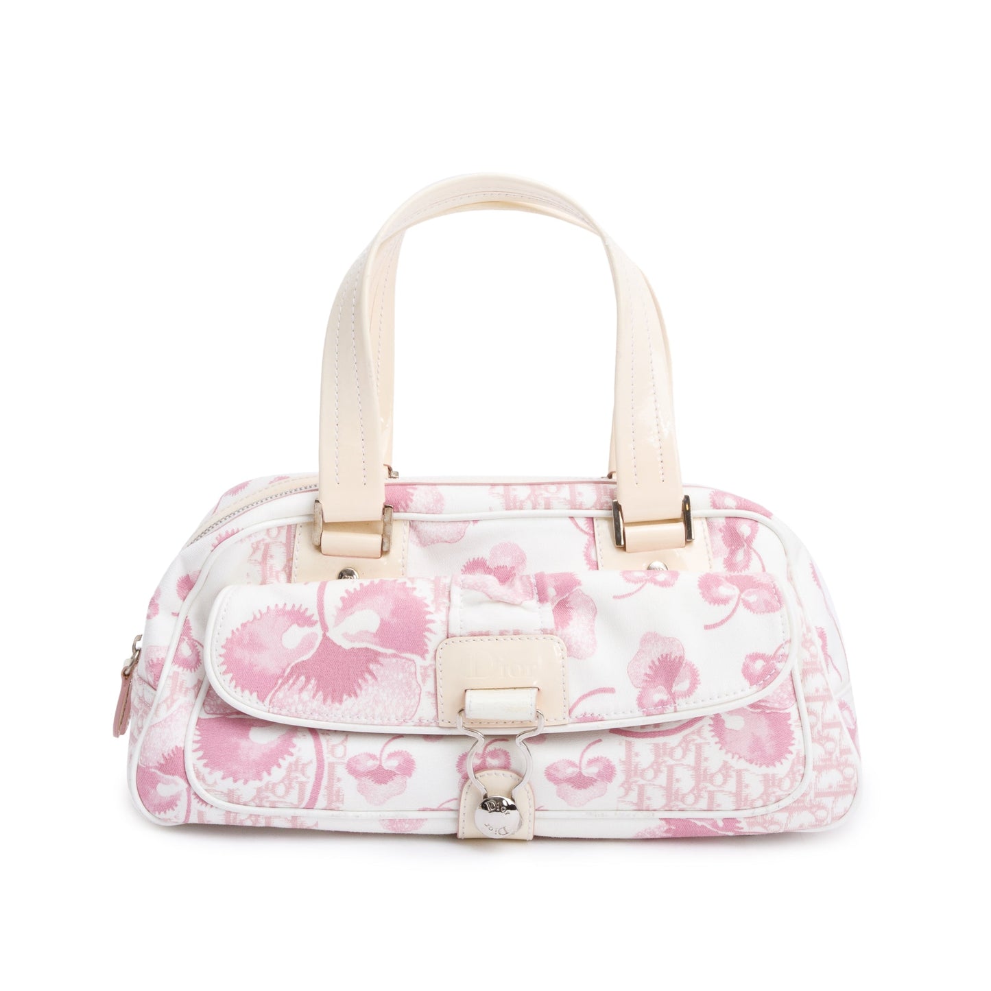 Christian Dior Pink Diorissimo Cherry Blossom Canvas Girly Satchel Bag