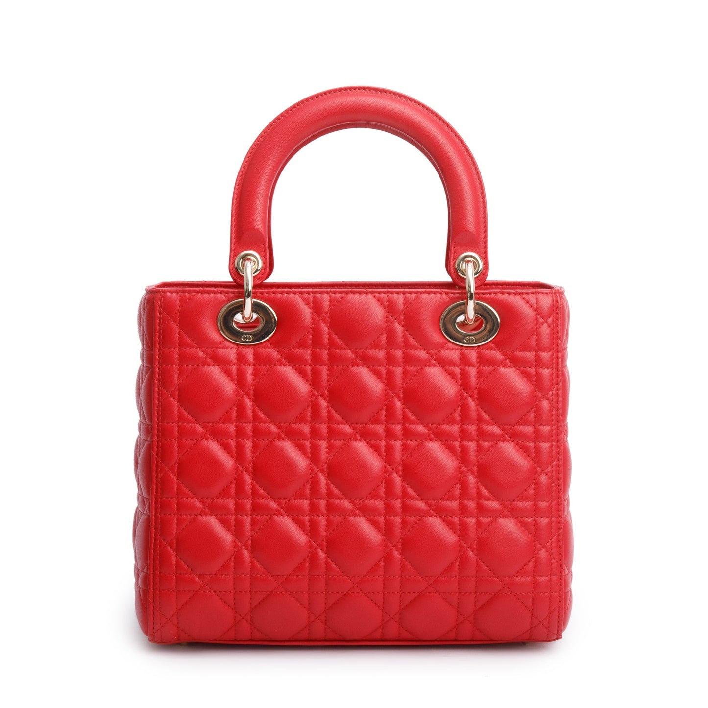 Christian Dior Red Cannage Lambskin Leather Small Lady Dior Bag