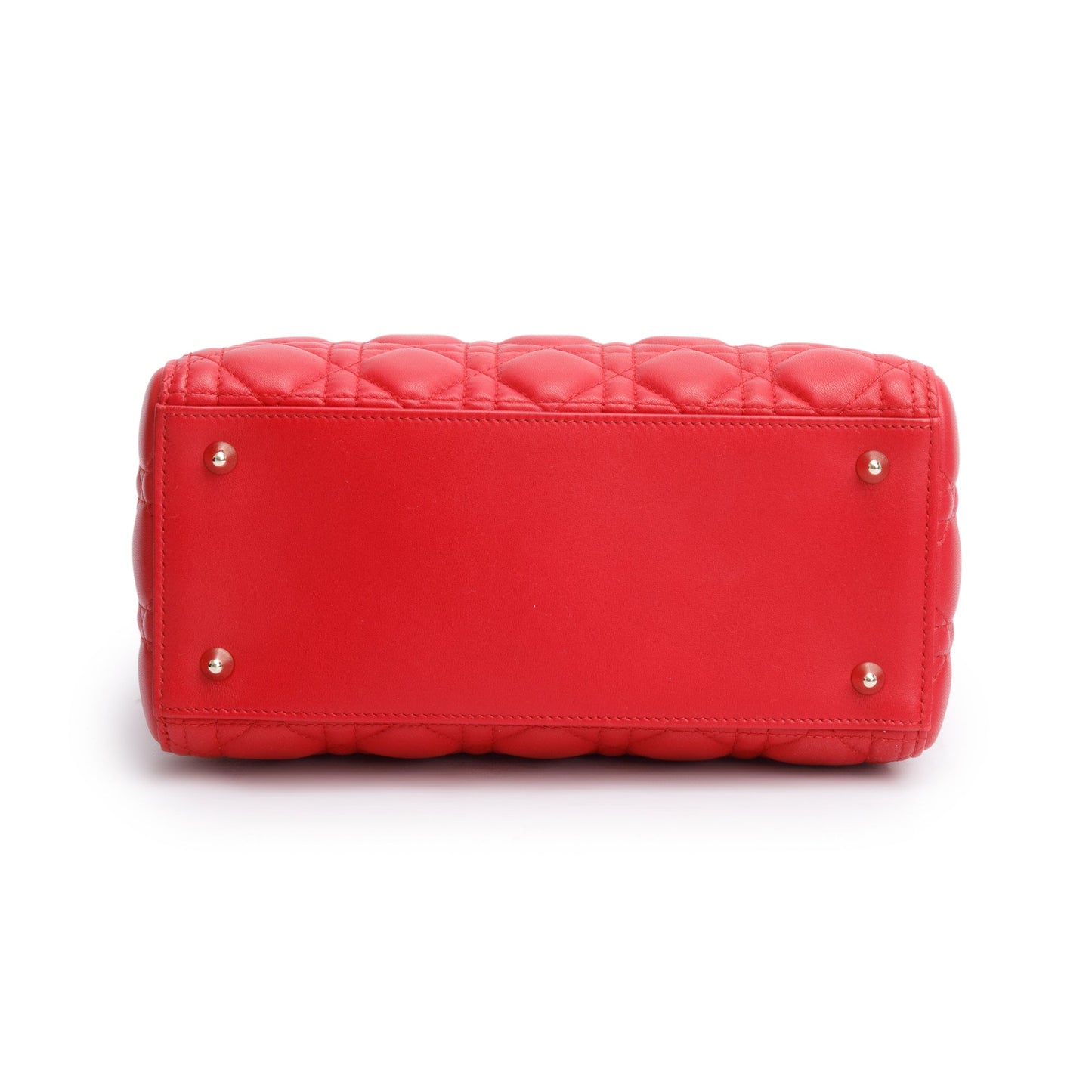 Christian Dior Red Cannage Lambskin Leather Small Lady Dior Bag