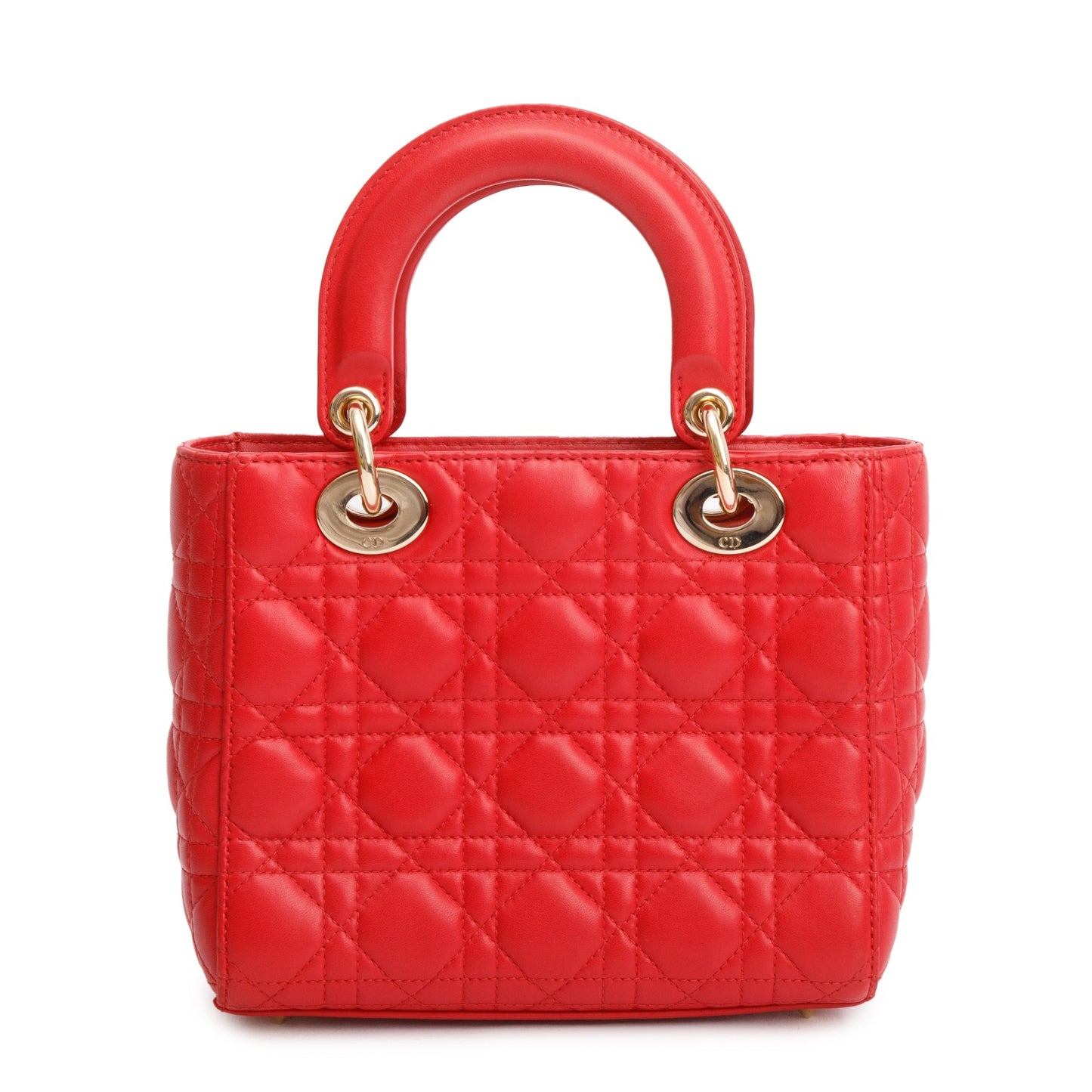 Christian Dior Red Cannage Lambskin Leather Small Lady Dior My AbCDior Bag