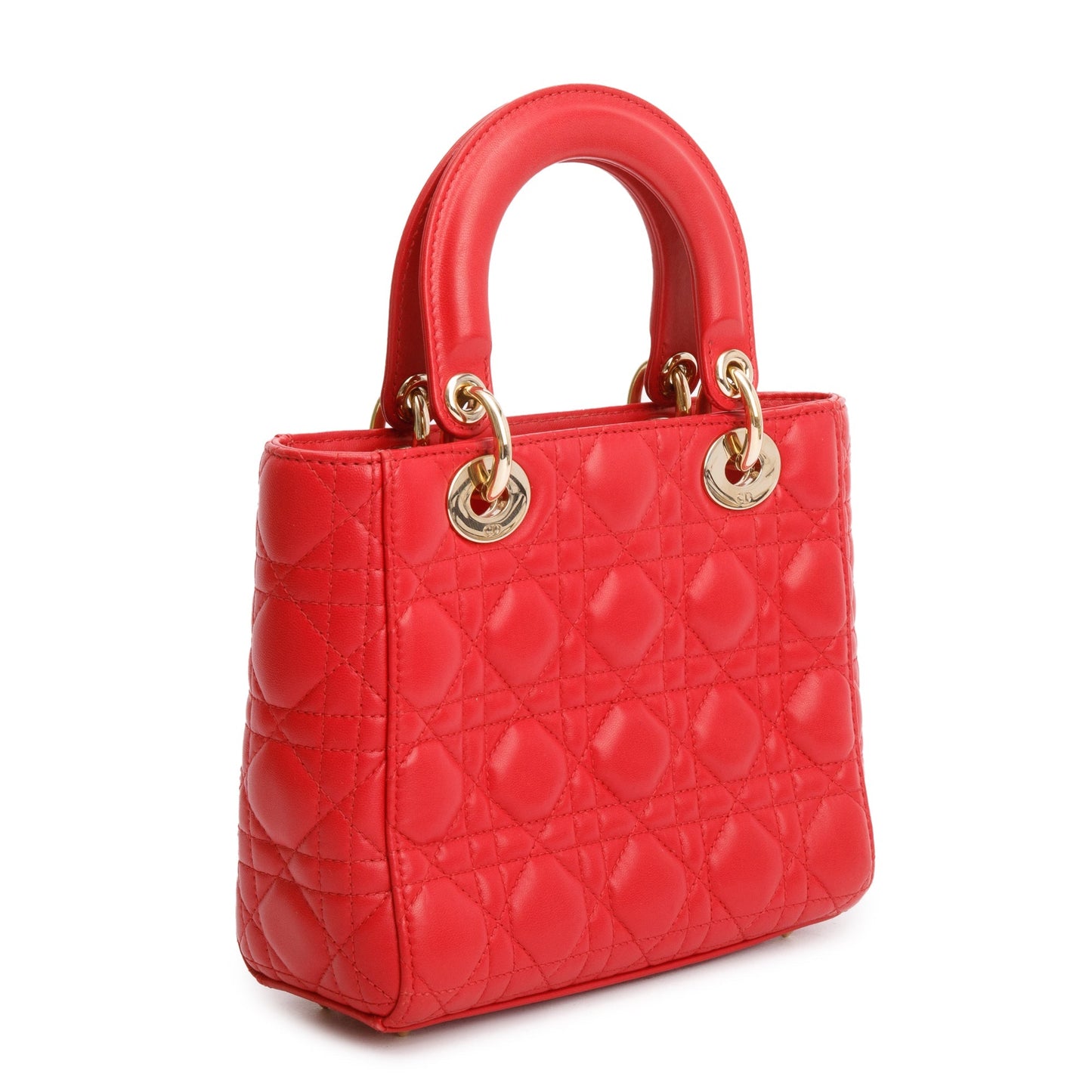 Christian Dior Red Cannage Lambskin Leather Small Lady Dior My AbCDior Bag