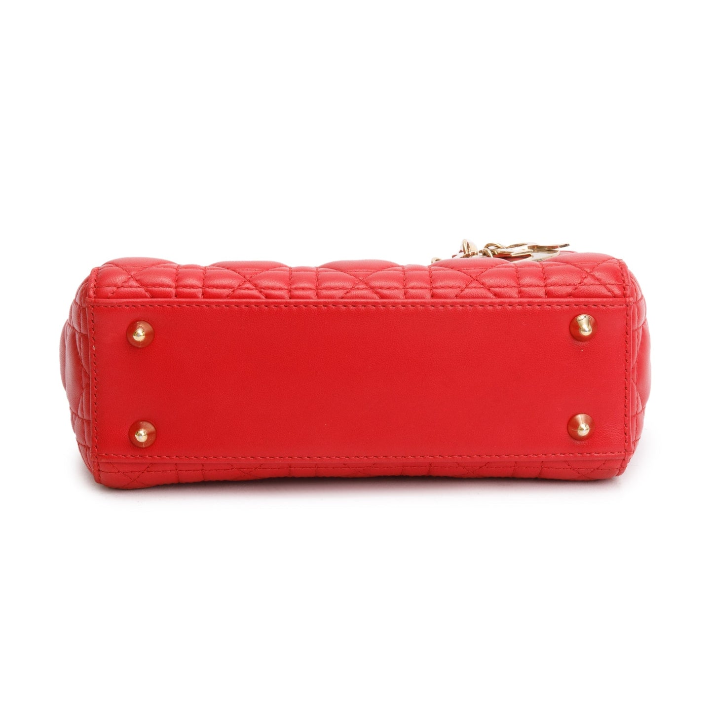 Christian Dior Red Cannage Lambskin Leather Small Lady Dior My AbCDior Bag