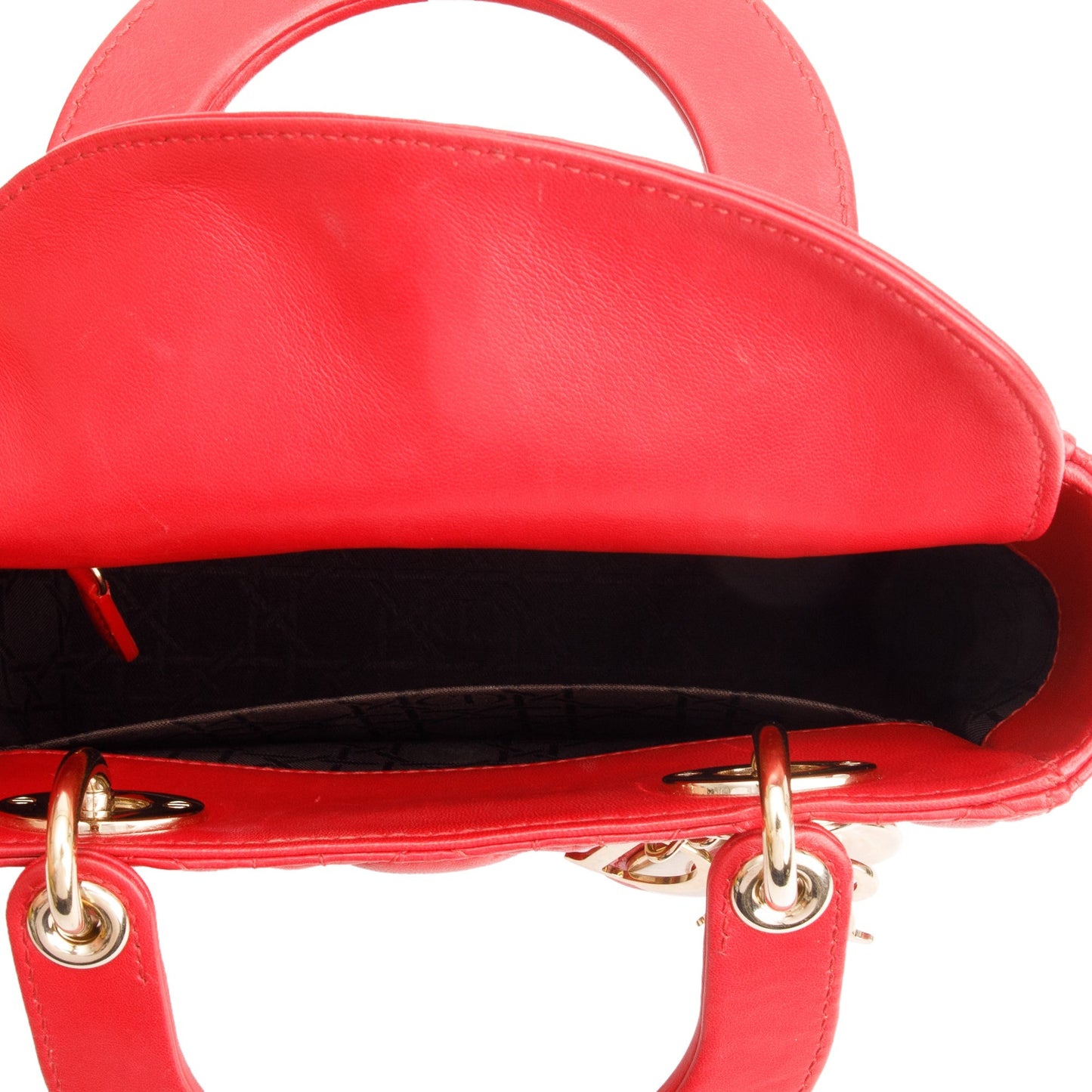 Christian Dior Red Cannage Lambskin Leather Small Lady Dior My AbCDior Bag