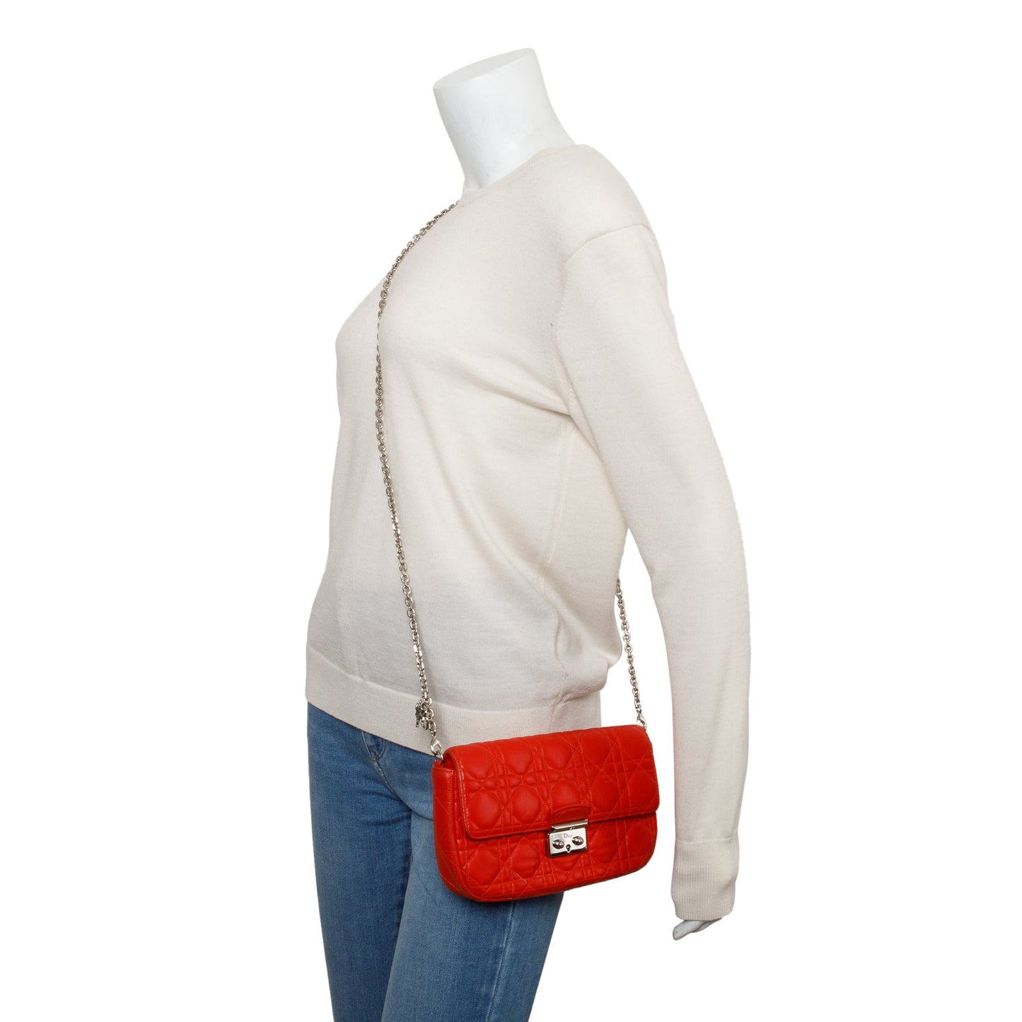 Christian Dior Red Cannage Leather Miss Dior Promenade Chain Bag