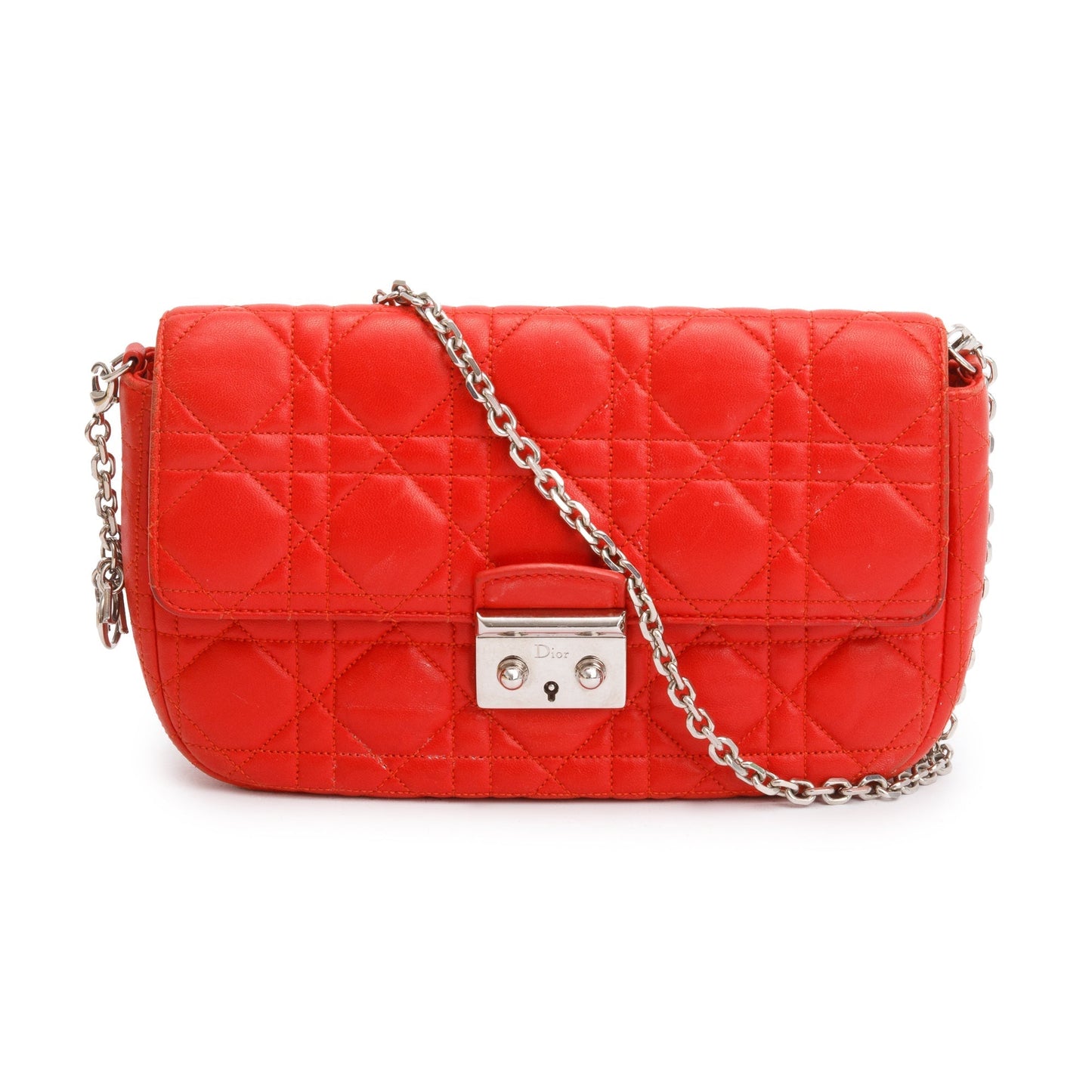 Christian Dior Red Cannage Leather Miss Dior Promenade Chain Bag