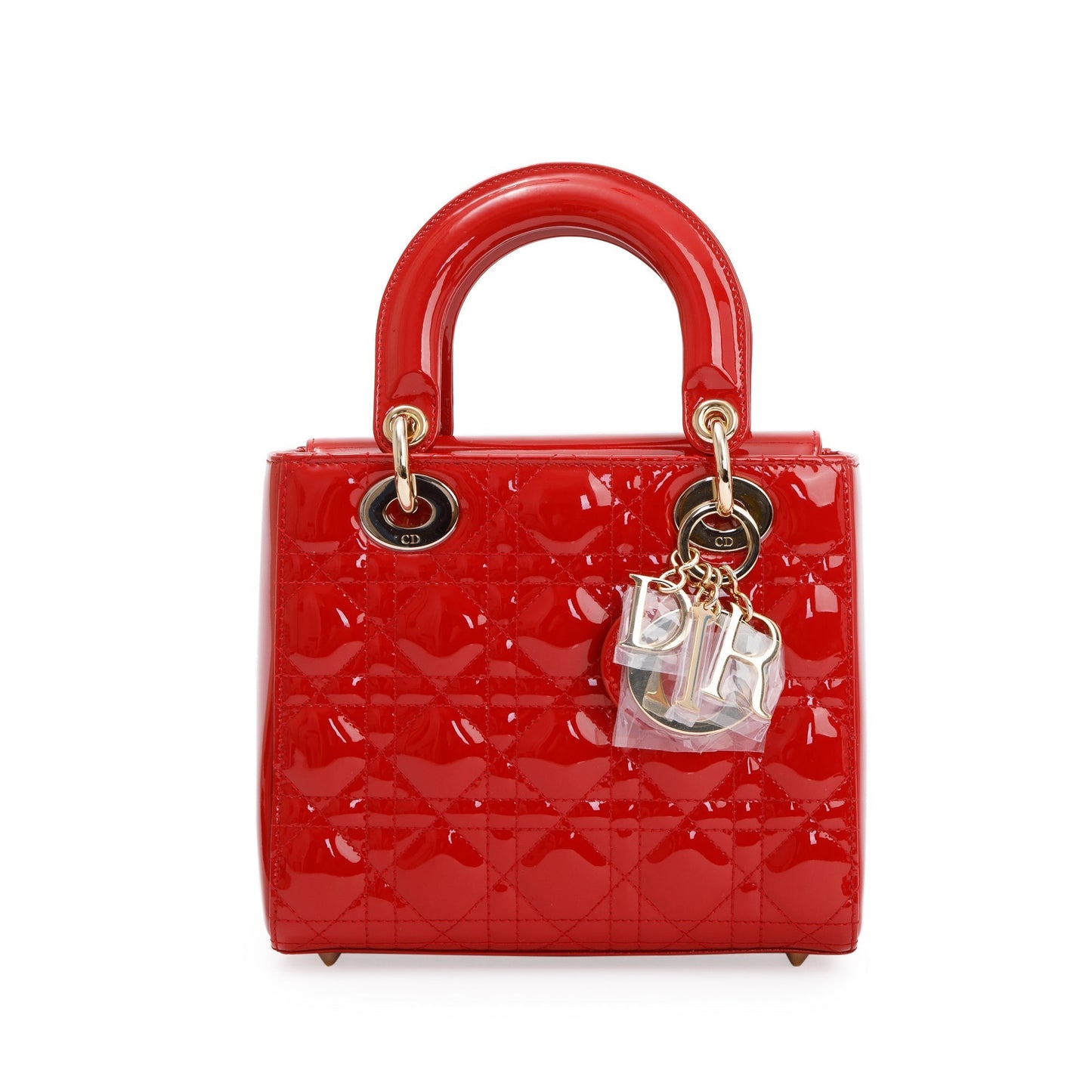 Christian Dior Red Patent Cannage Leather Small Lady Dior Bag