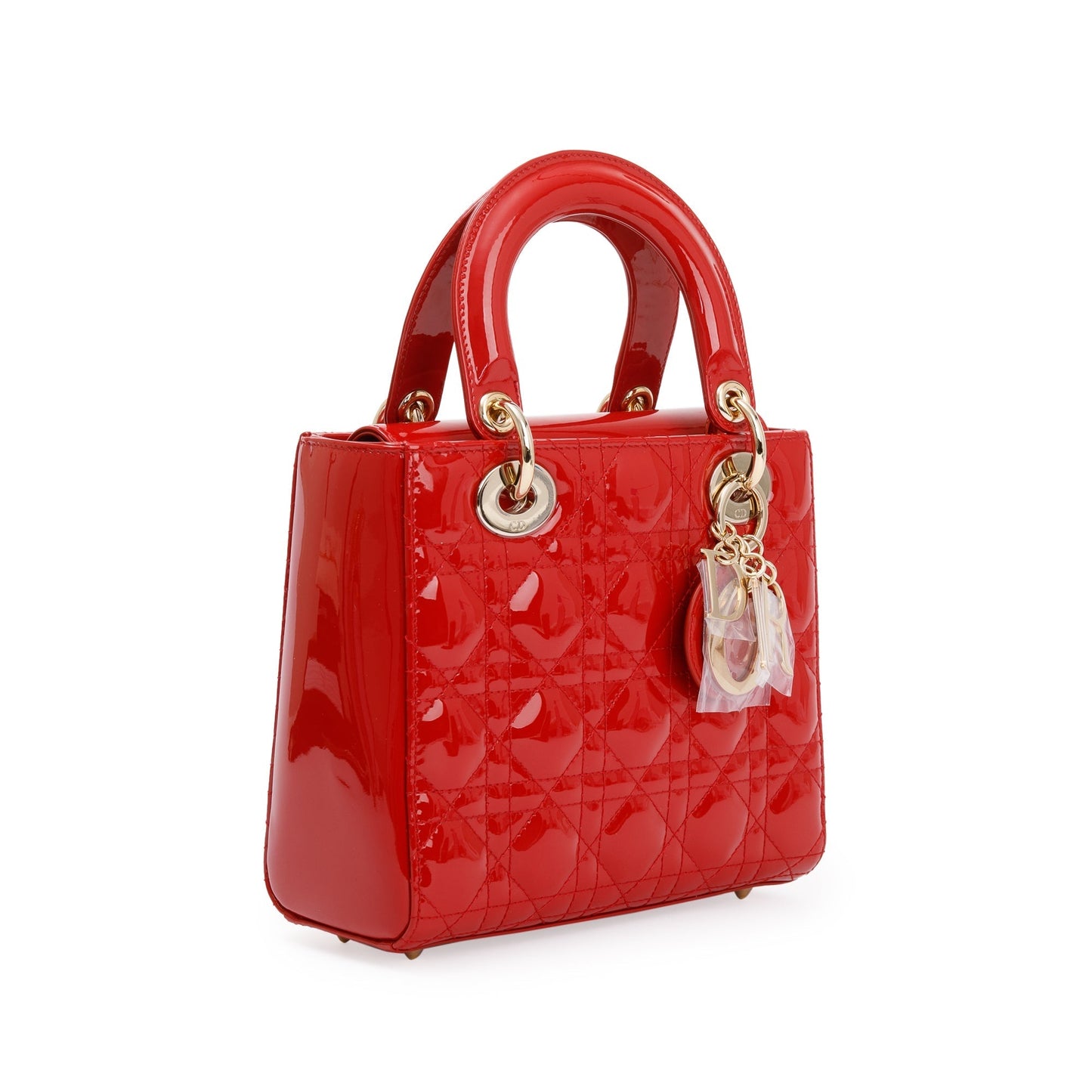 Christian Dior Red Patent Cannage Leather Small Lady Dior Bag