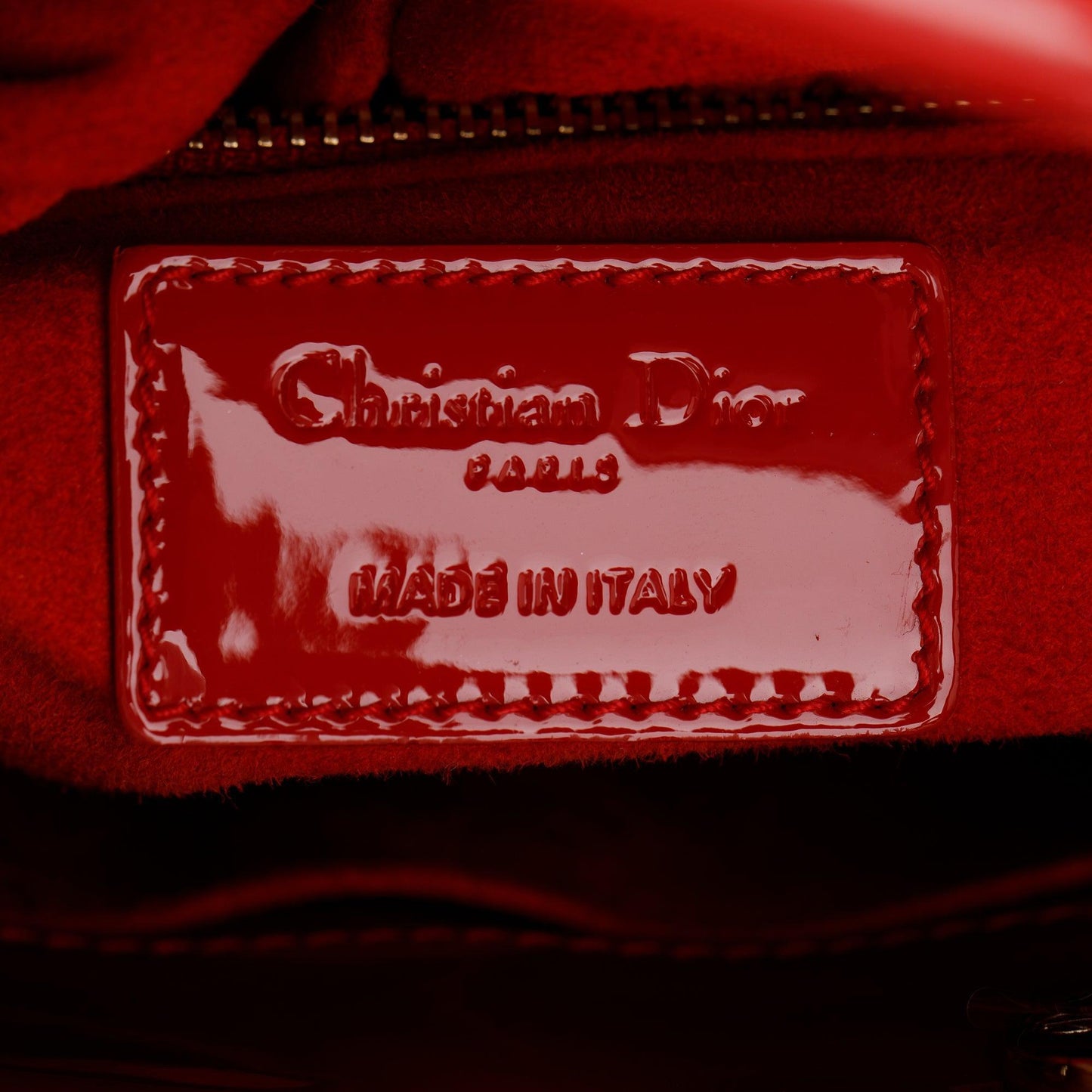 Christian Dior Red Patent Cannage Leather Small Lady Dior Bag