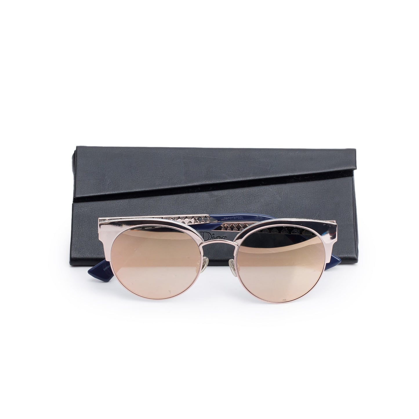Christian Dior Rose Gold Metal Frame Diorama Mini Round Cat-Eye Sunglasses