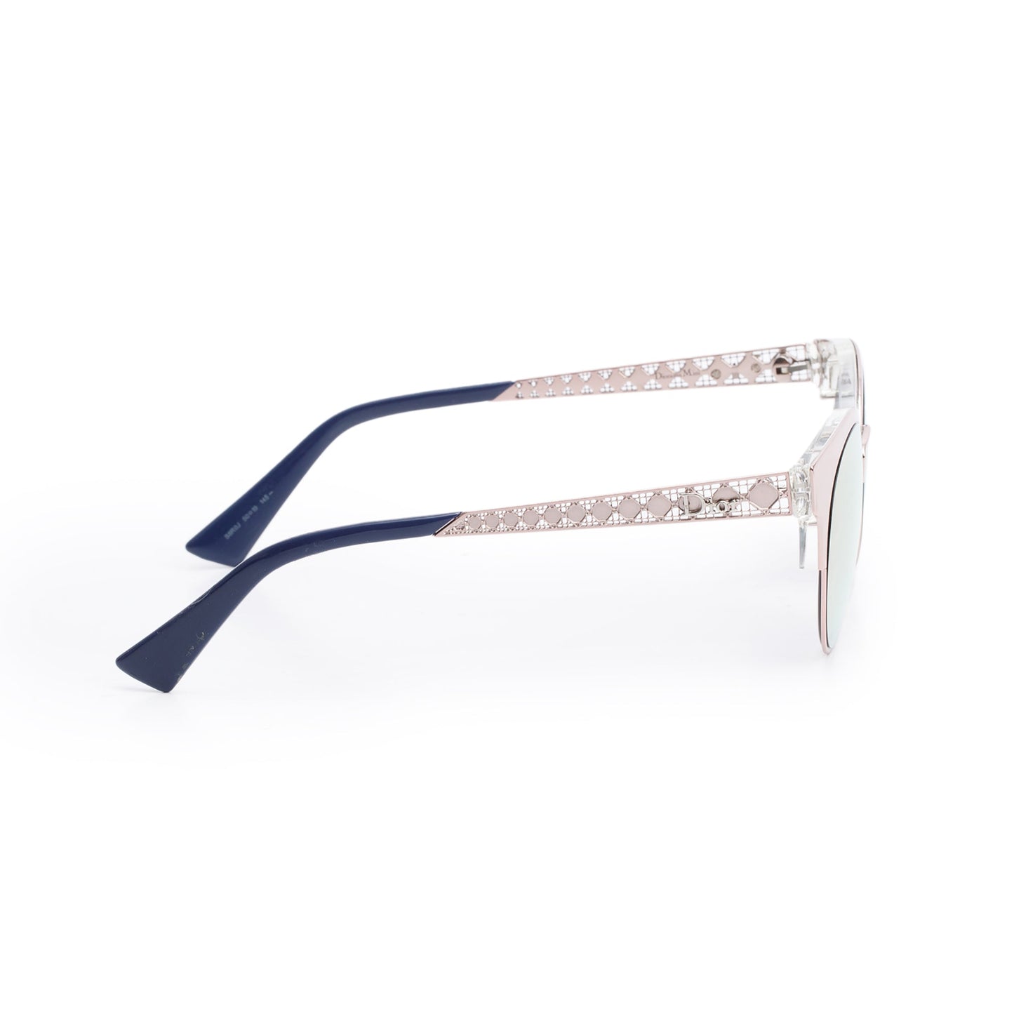 Christian Dior Rose Gold Metal Frame Diorama Mini Round Cat-Eye Sunglasses