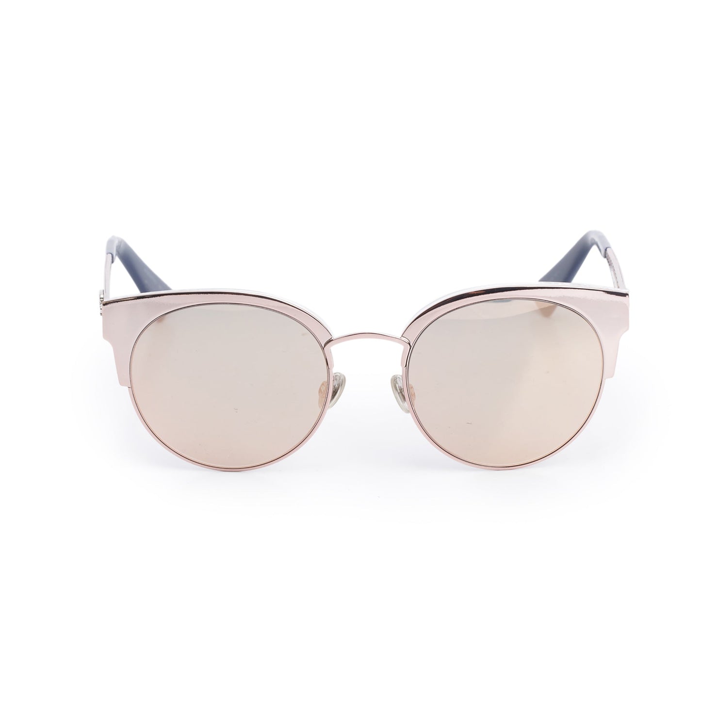 Christian Dior Rose Gold Metal Frame Diorama Mini Round Cat-Eye Sunglasses