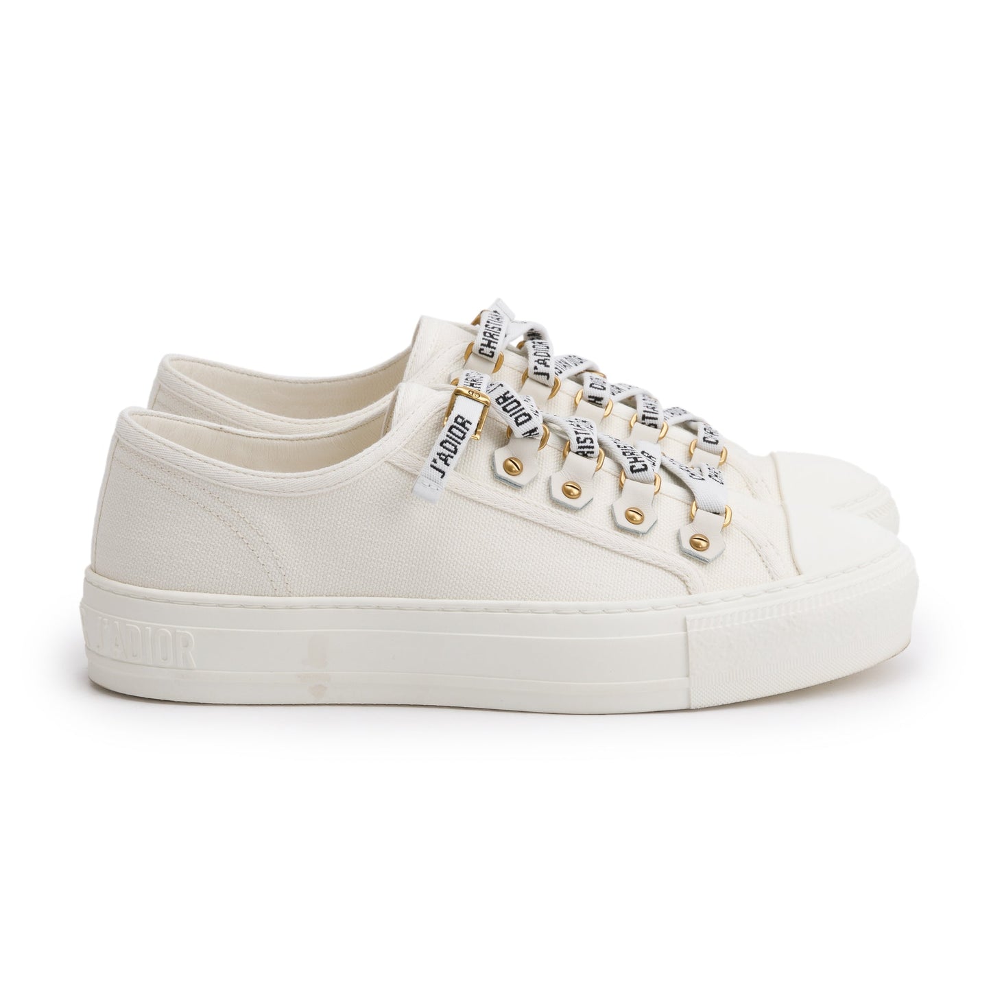 Christian Dior White Cotton Cavas Walk'N'Dior Sneakers, Size 36.5