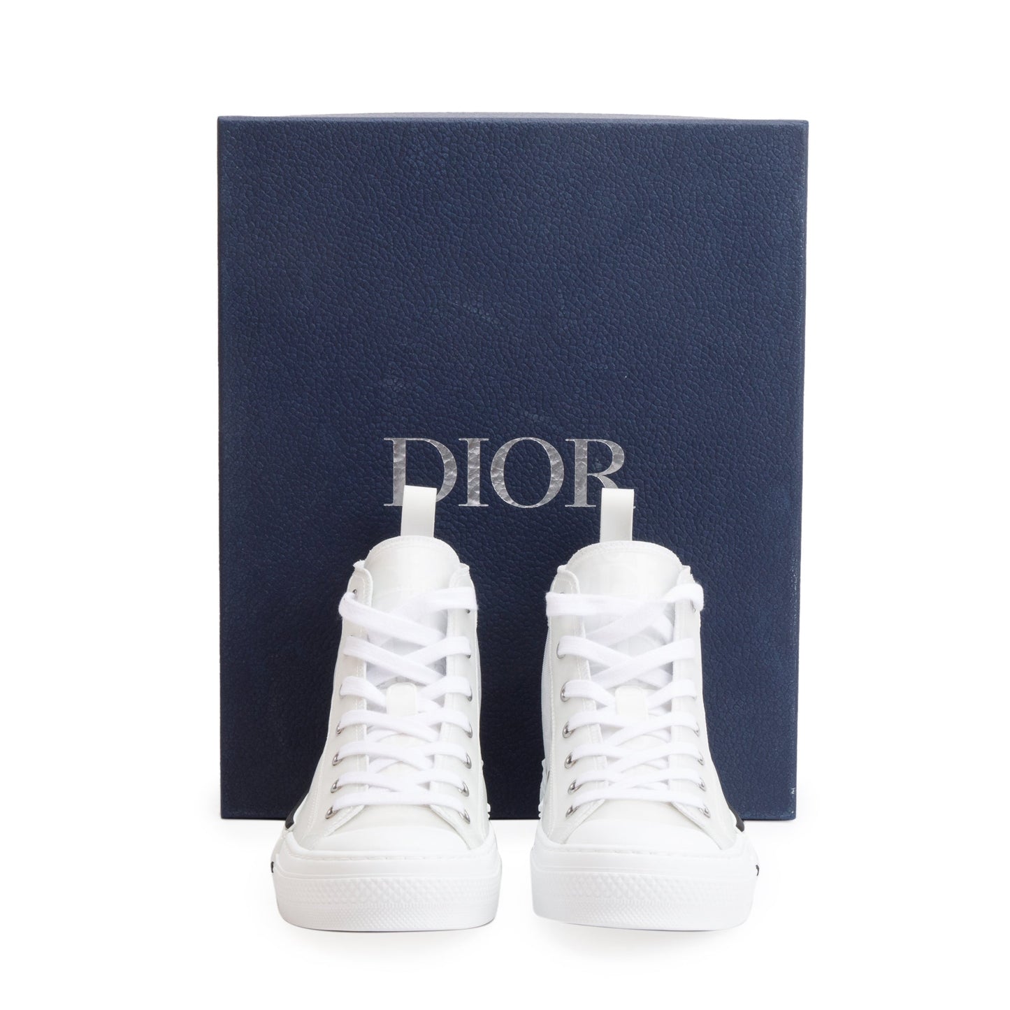 Christian Dior White Oblique Transparent Canvas B23 High-Top Sneakers, Size 37