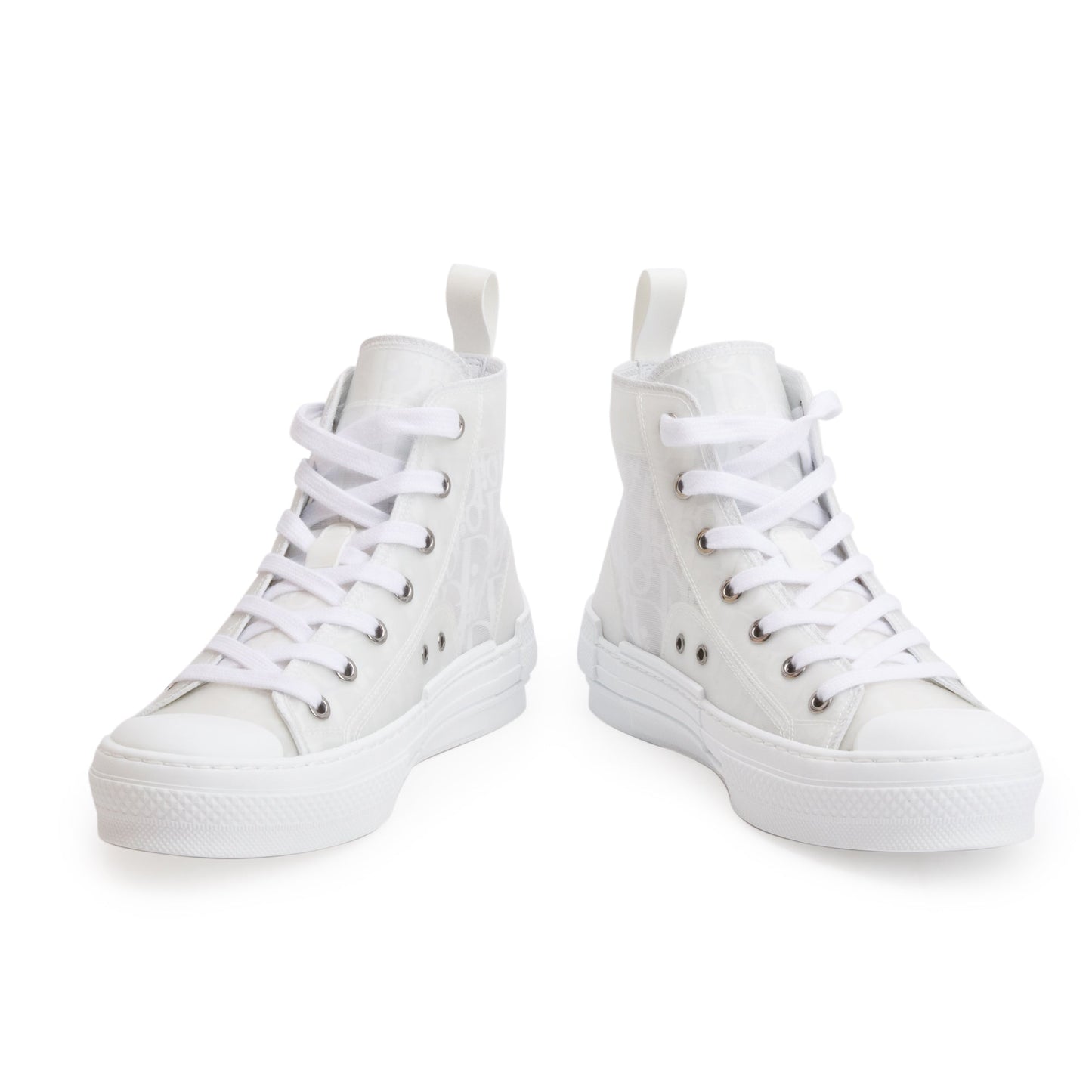 Christian Dior White Oblique Transparent Canvas B23 High-Top Sneakers, Size 37