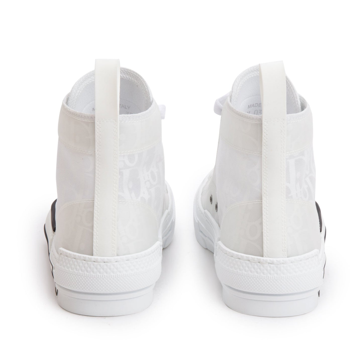 Christian Dior White Oblique Transparent Canvas B23 High-Top Sneakers, Size 37