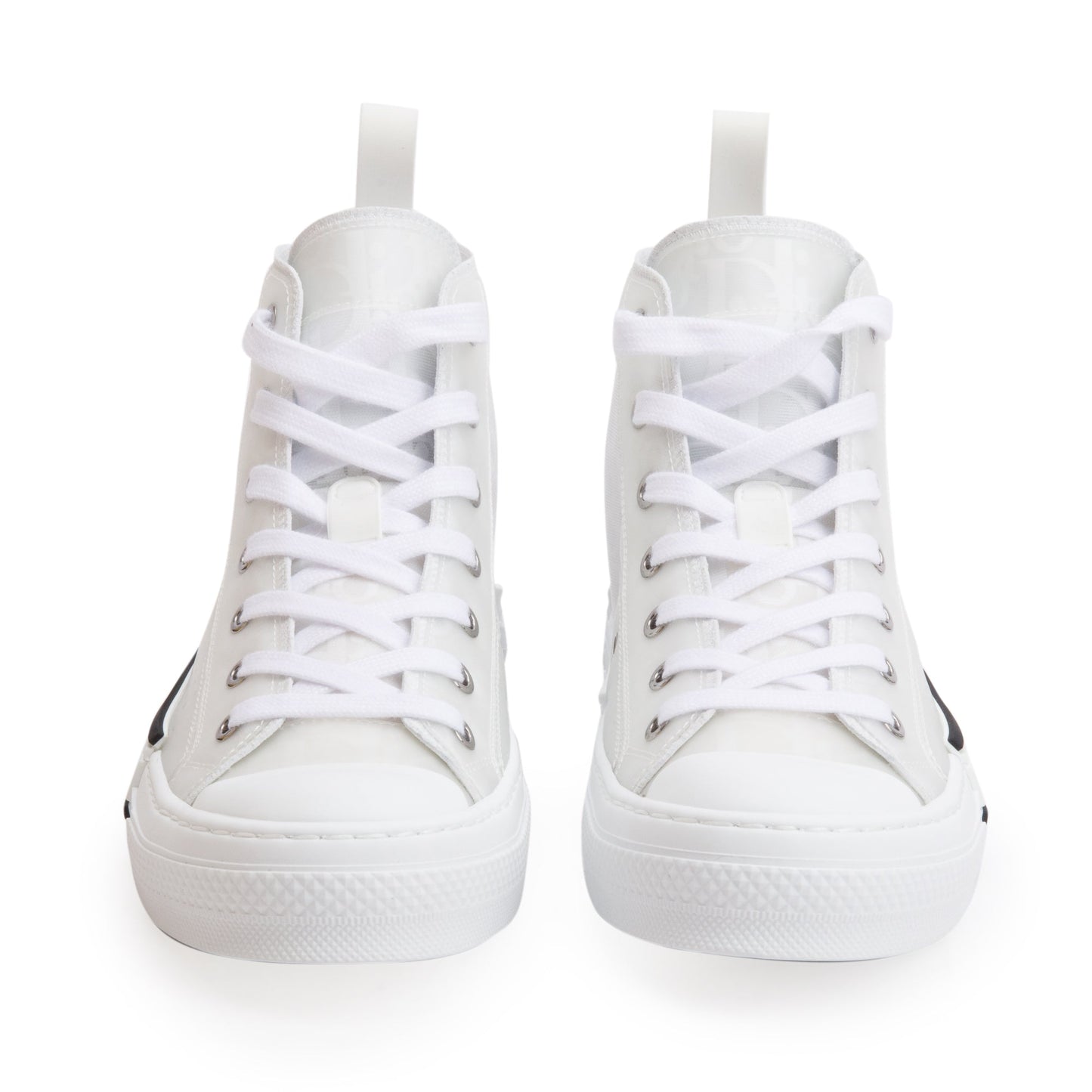 Christian Dior White Oblique Transparent Canvas B23 High-Top Sneakers, Size 37