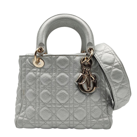 DIOR Christian Lady soft bag in silver leather