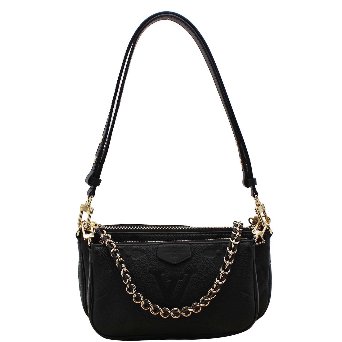 LOUIS VUITTON  Multi Pochette Empreinte Leather Accessories Bag Black