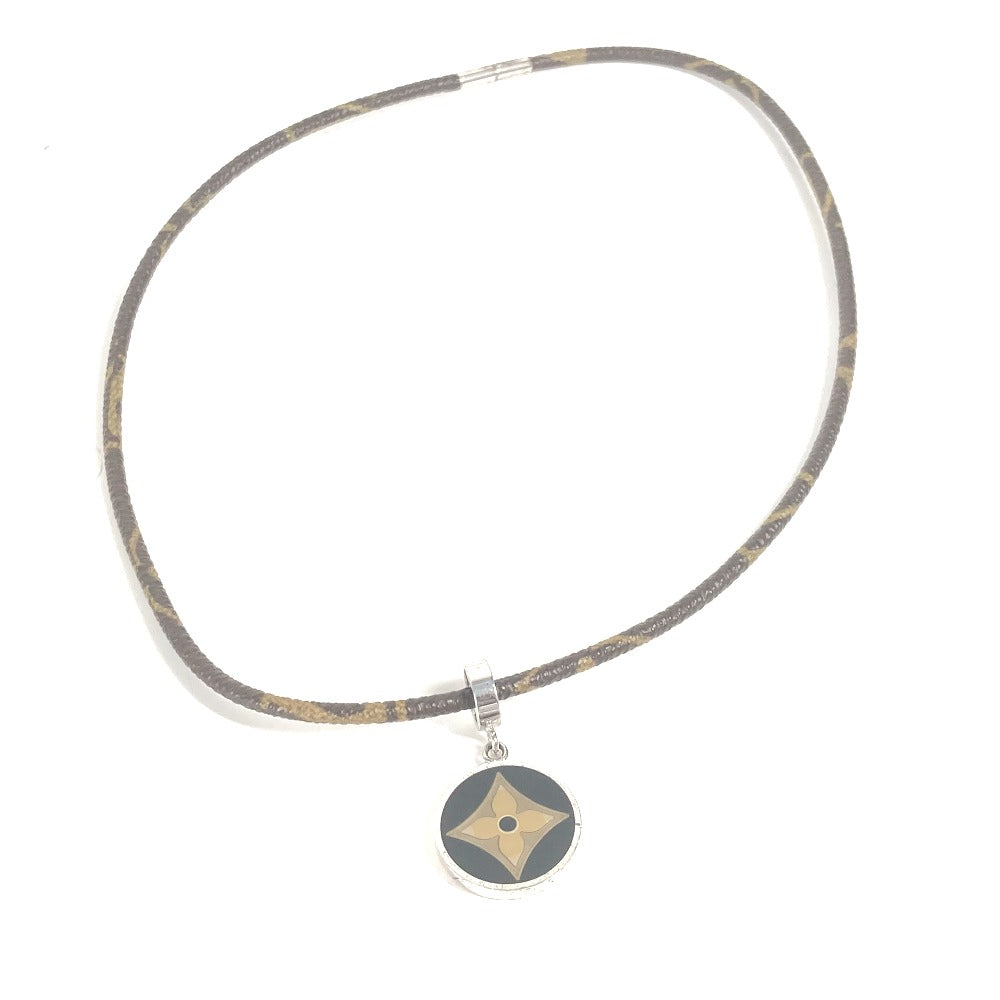 LOUIS VUITTON Necklace M65436 Monogram canvas, SV925 Brown Monogram Pandanty Fleur
