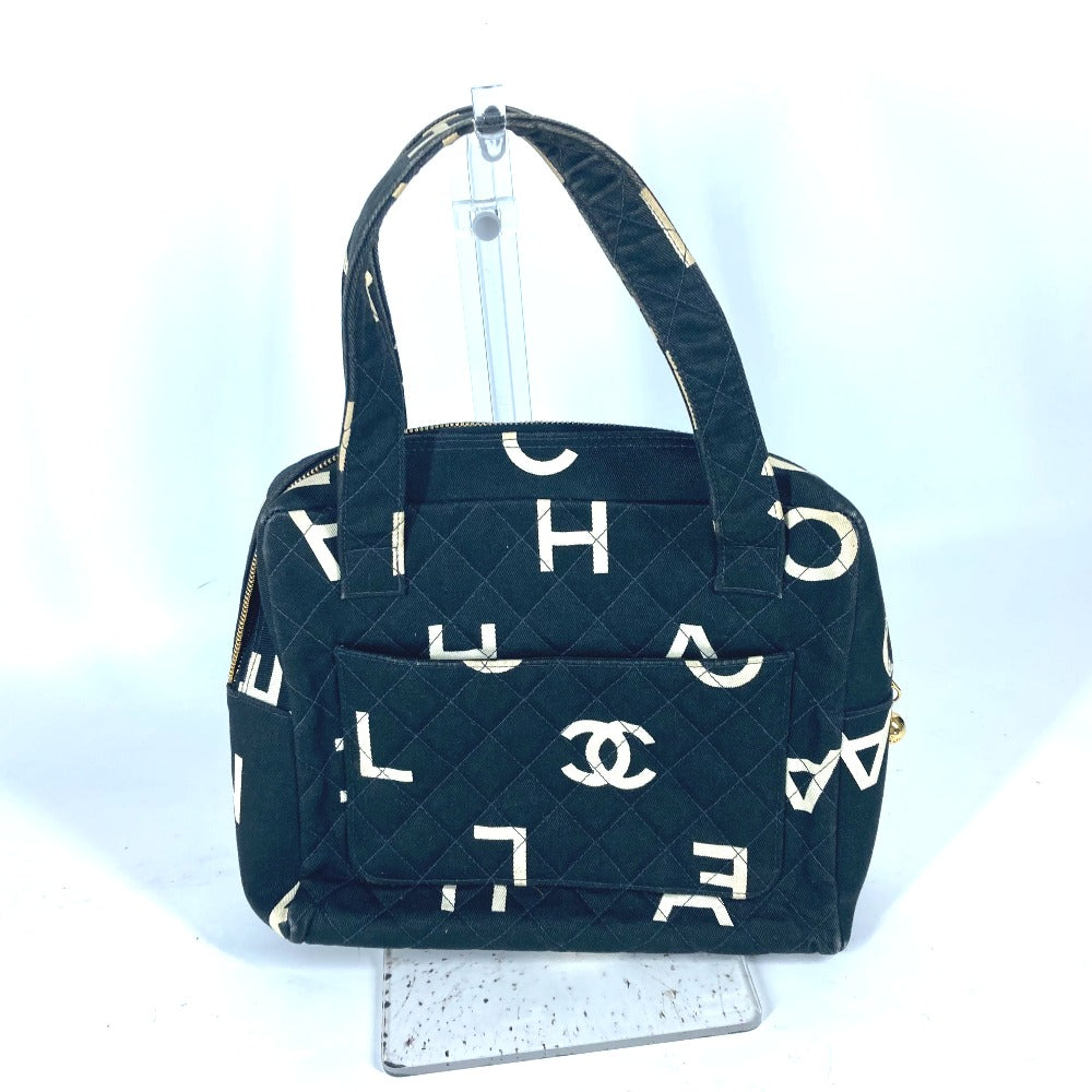 CHANEL Handbag canvas black   CC logo all-over pattern Women