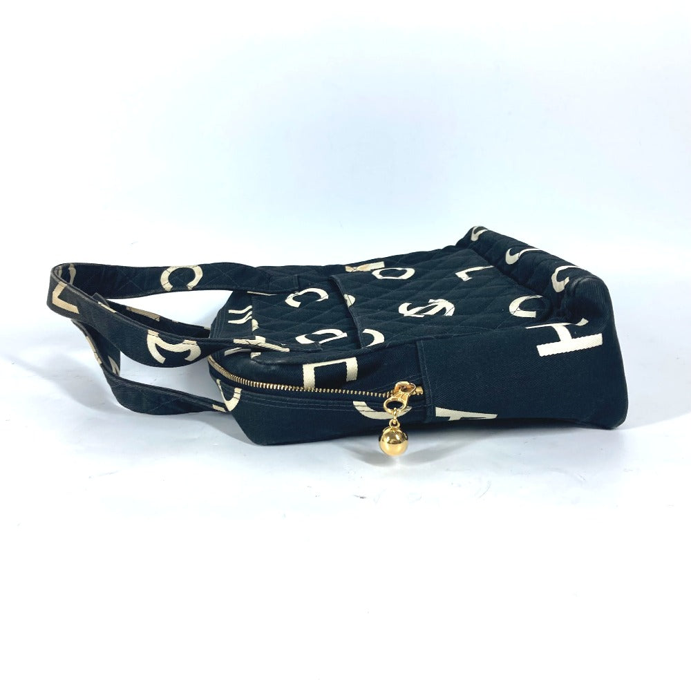 CHANEL Handbag canvas black   CC logo all-over pattern Women