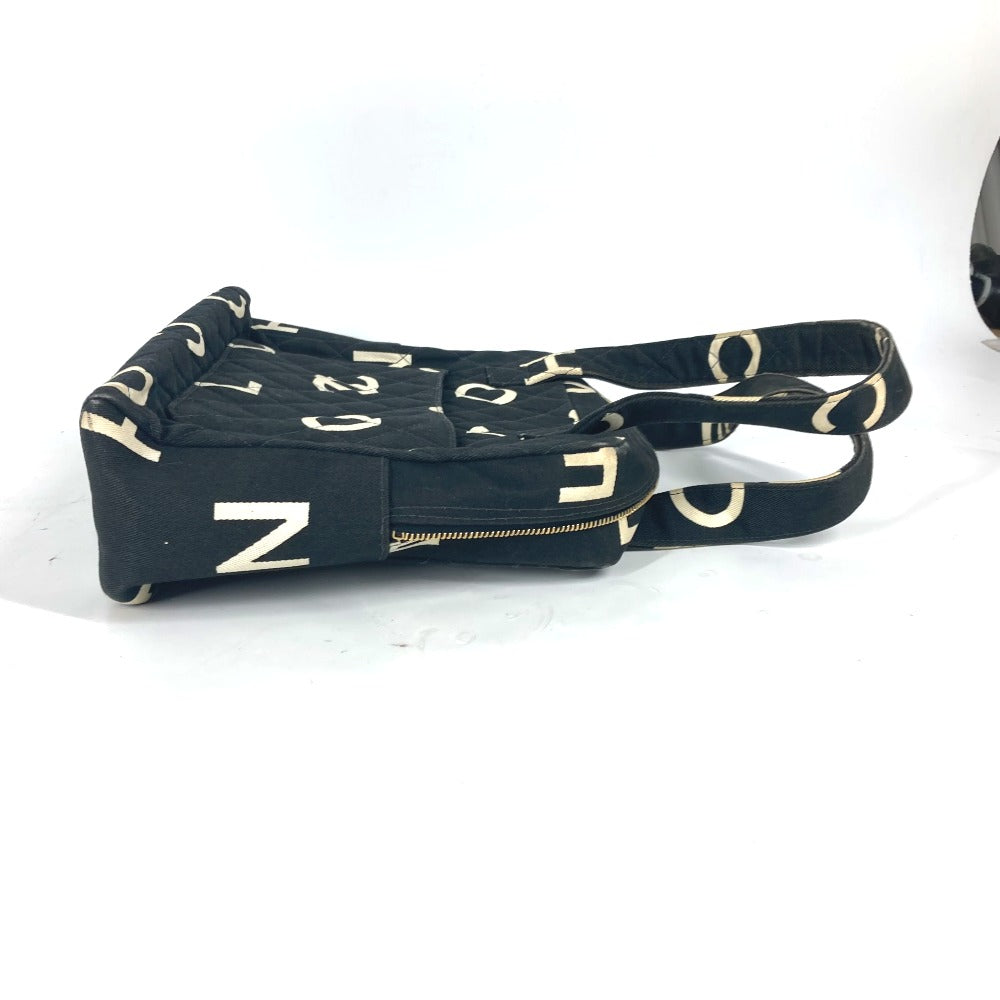 CHANEL Handbag canvas black   CC logo all-over pattern Women