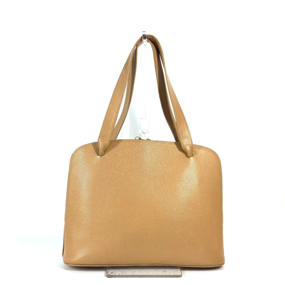 CHANEL Shoulder Bag Caviar skin beige   CC COCO Mark Women