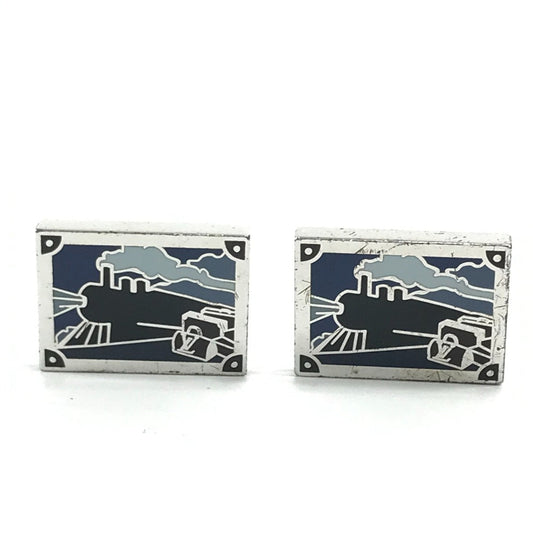 LOUIS VUITTON cuffs AG925 blue Train Pattern Bouton de Manchette Cufflinks