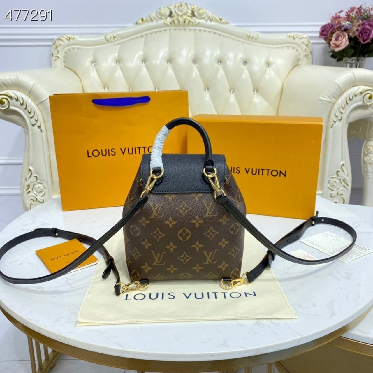 Top Quality Montsouris BB Backpack Monogram Canvas Black For Women, WoBackpack 7.9in/20cm Top Quality M45516